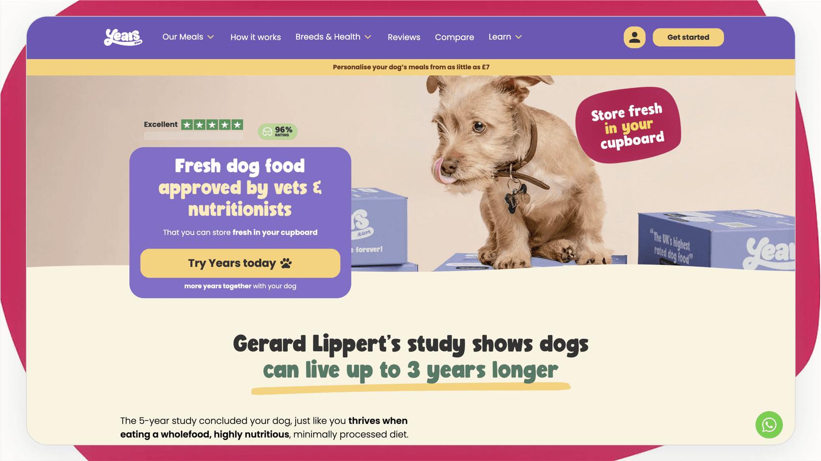 Screenshot of Years' website.