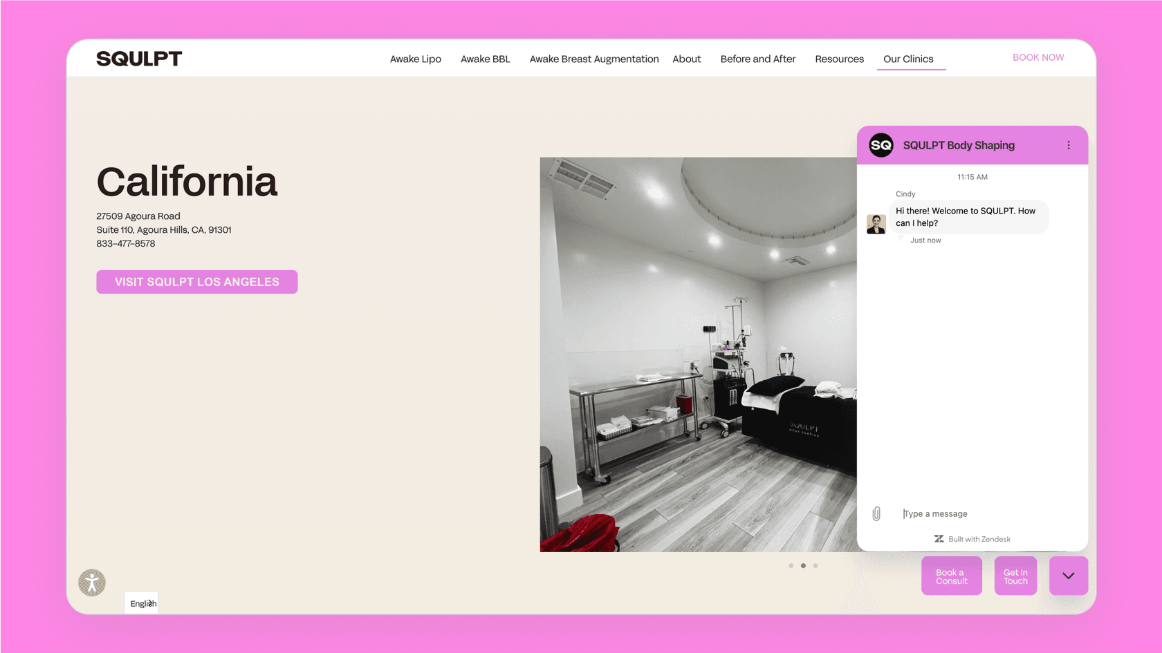 Screenshot of eesel AI chatbot with Zendesk integration in Squlpt's website.