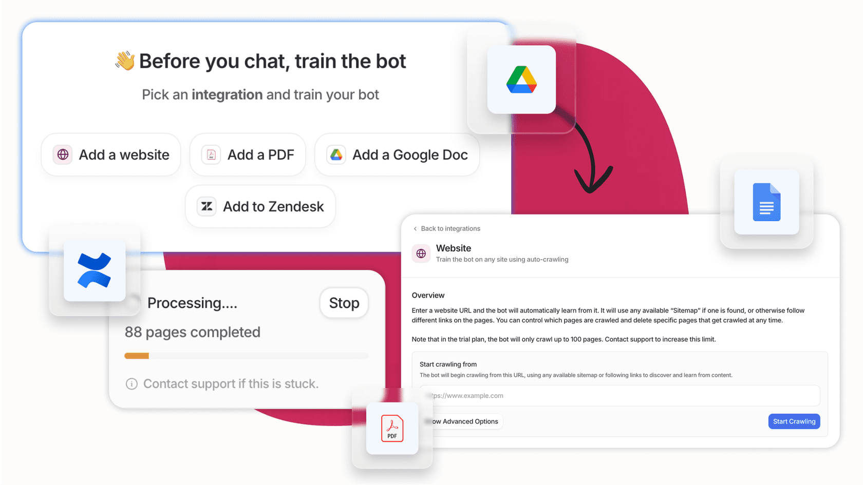 Screenshot of eesel AI's one-click training, just like the solution Years uses.