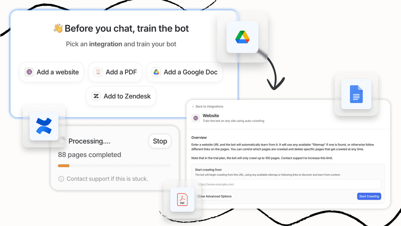 Screenshot of eesel AI's one-click training, the solution FARSÁLI uses.