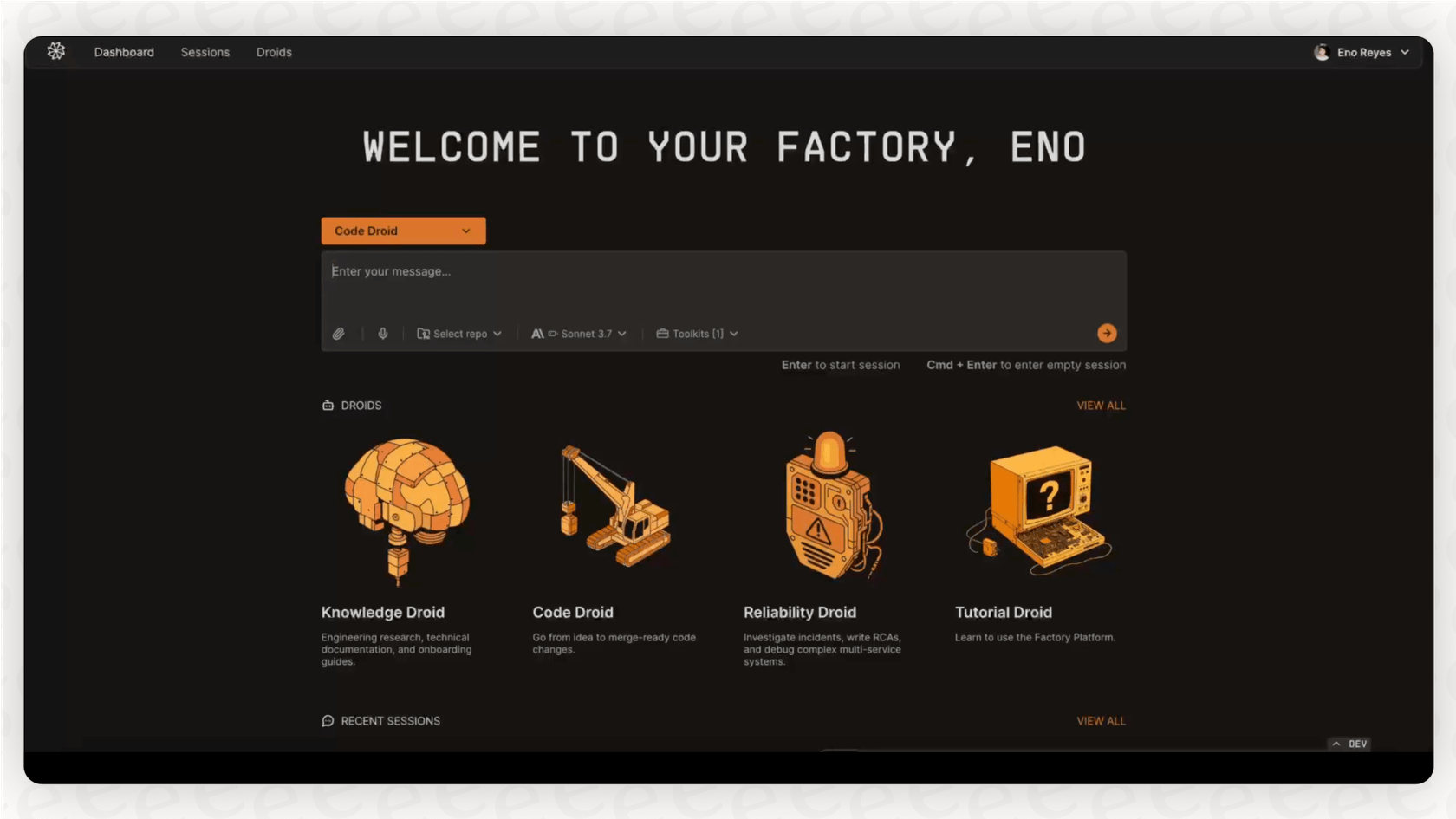 An infographic explaining the roles of the four main agents in the Factory AI platform.