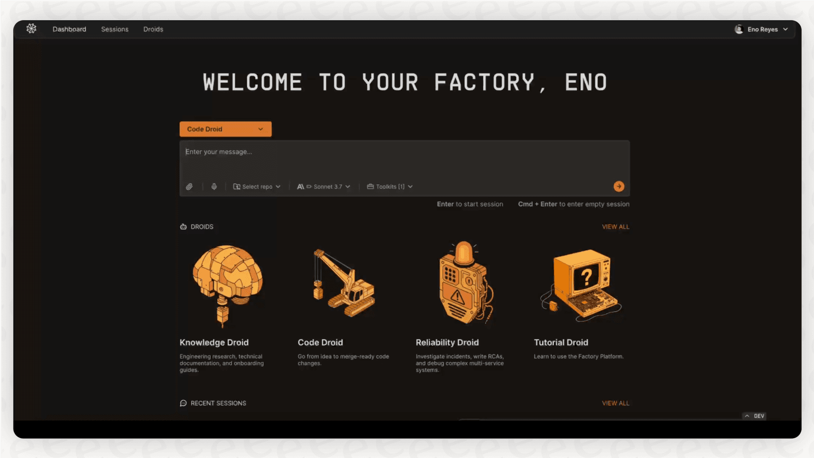 An infographic explaining the roles of the four main agents in the Factory AI platform.