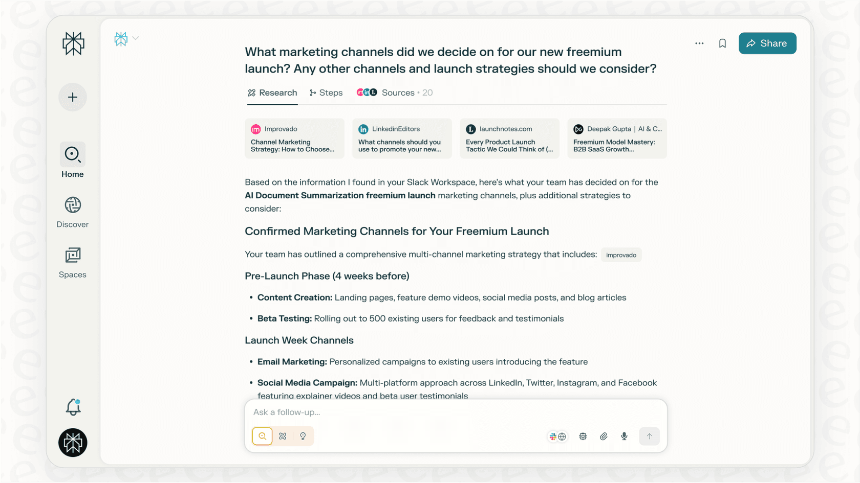 A user interacting with the Slack AI integration with Perplexity to summarize a long thread.