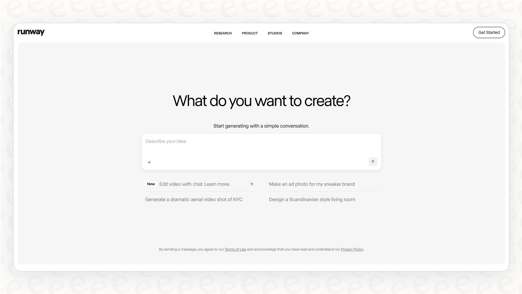 A screenshot showing the user interface of the Runway AI platform.