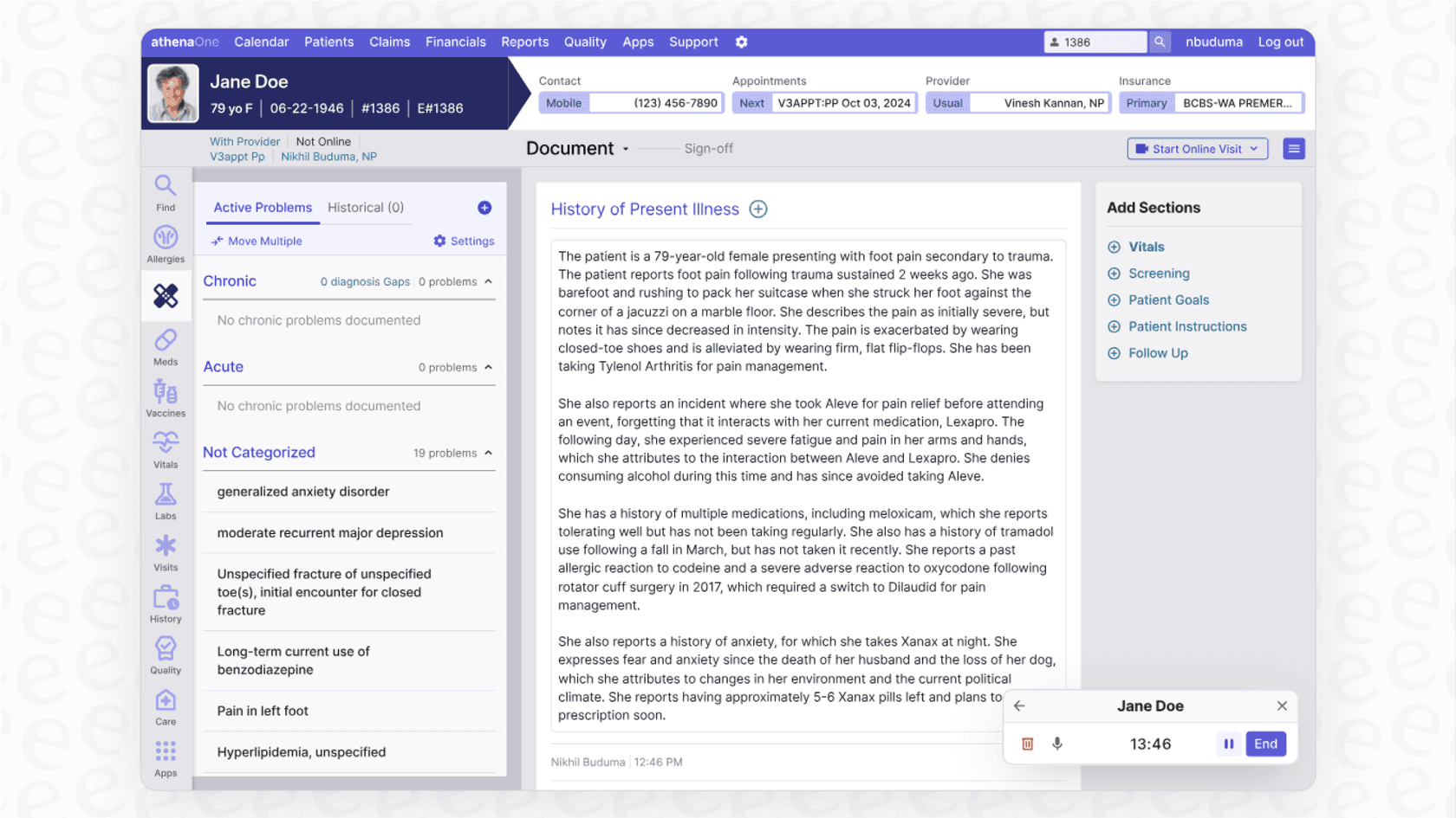 A view of the Ambience Healthcare platform working seamlessly inside an Electronic Health Record system to streamline clinical documentation.