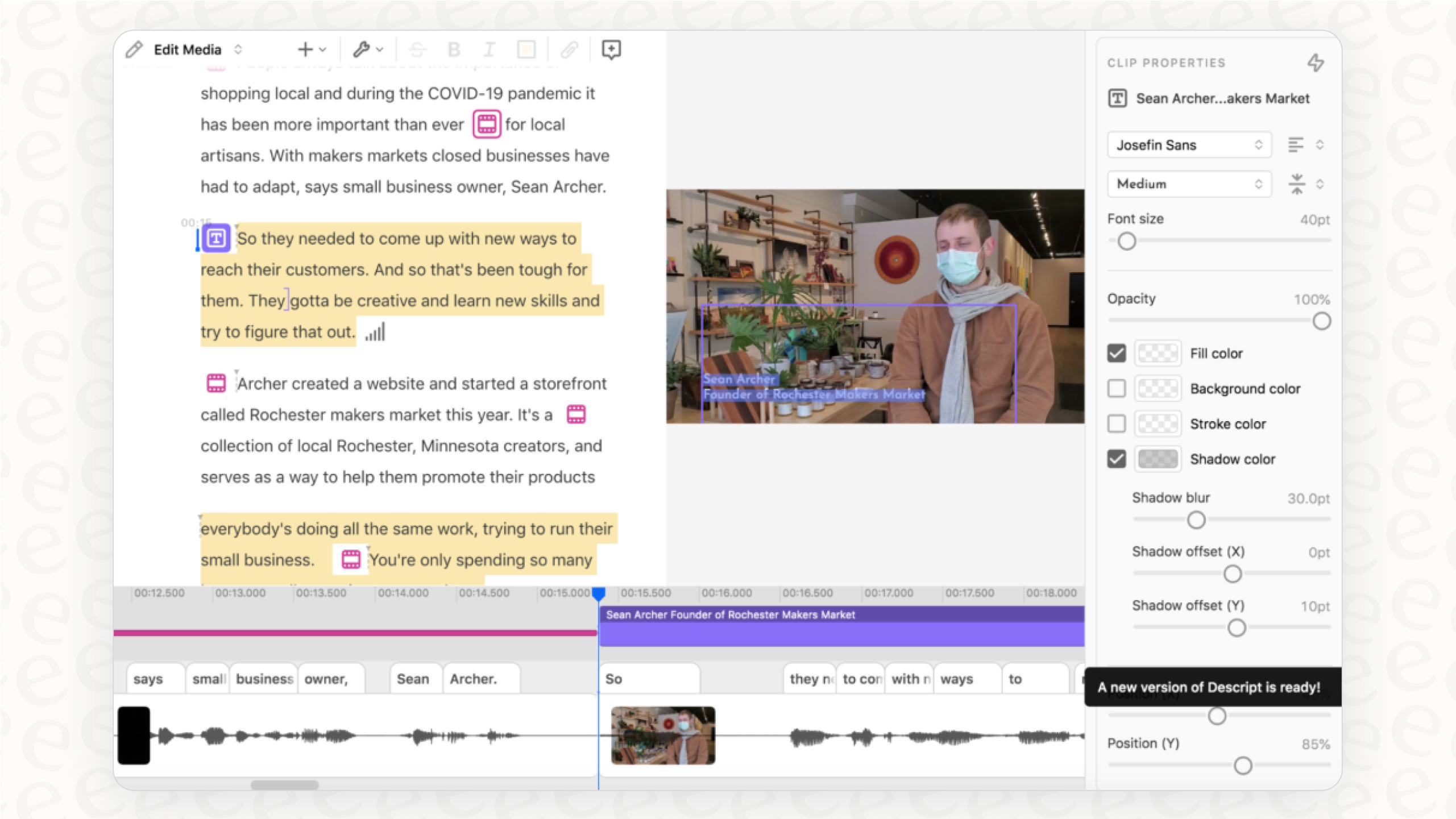 A look at Descript's text-based video editing interface, which is central to Descript integrations with Sora 2.