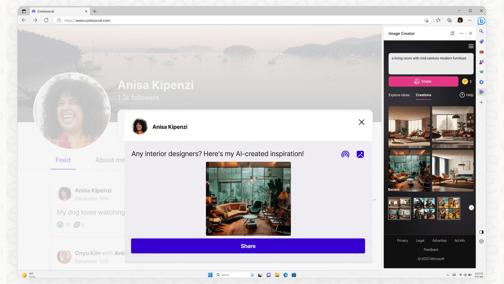 Copilot image generator in Microsoft Edge.