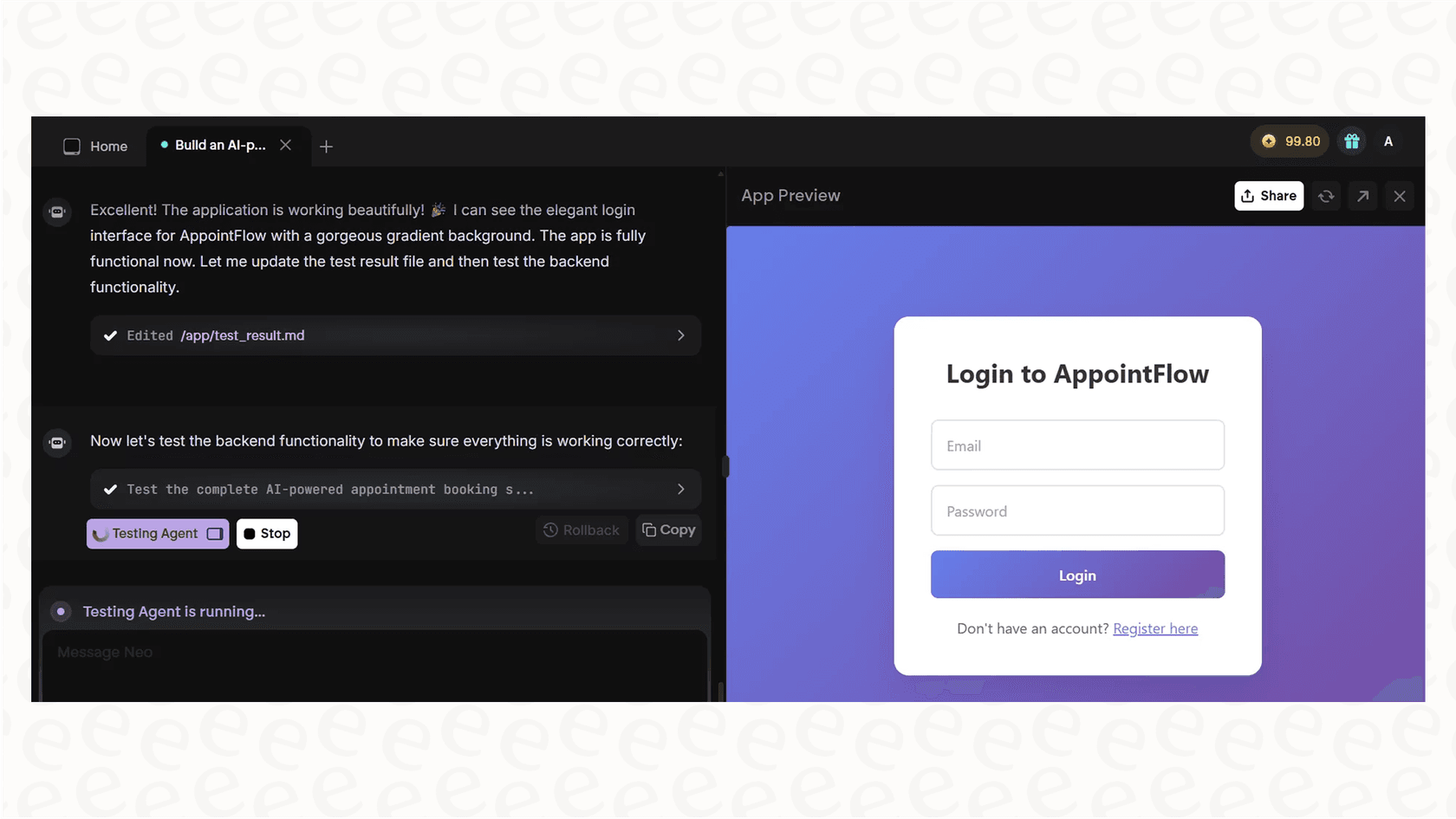 Making an app with Emergent AI.