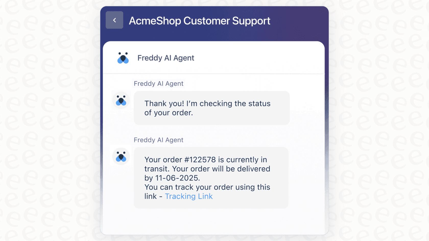 A screenshot showing Freddy AI automation in action, with the AI Agent resolving a customer