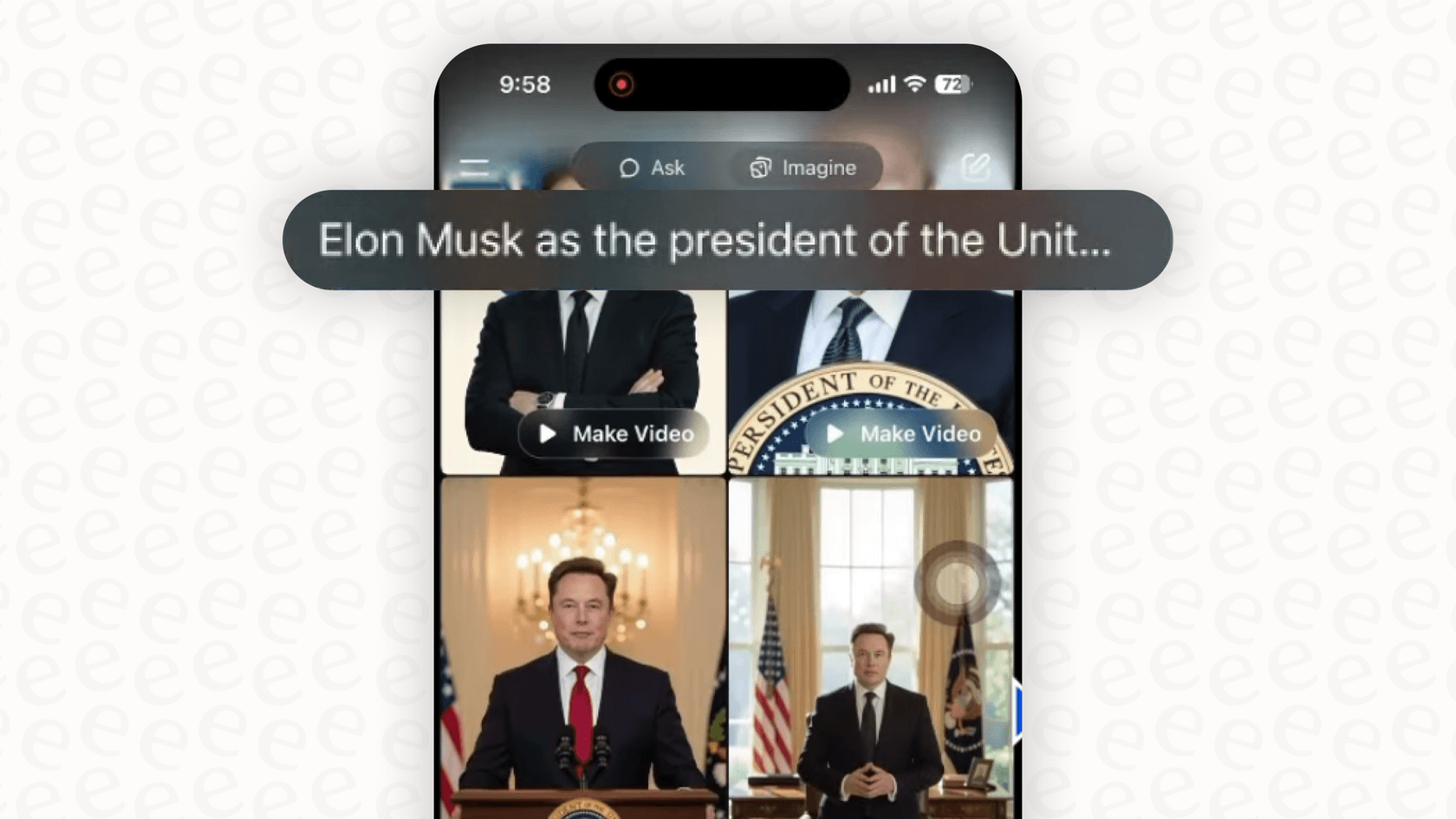 A screenshot demonstrating how Grok Imagine turns a text prompt into a short video clip.