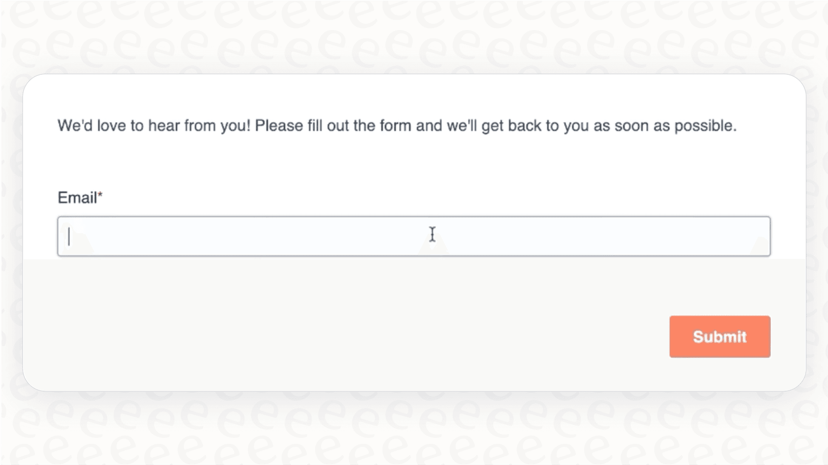 Una captura de pantalla que demuestra cómo el acortamiento de formularios de Breeze Intelligence puede crear un formulario simplificado donde solo es visible el campo de correo electrónico.