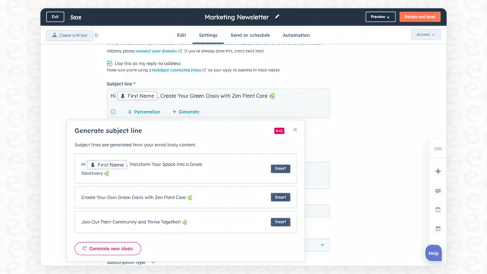 Ein Screenshot, der zeigt, wie der HubSpot KI-E-Mail-Writer CRM-Daten zur Personalisierung einer E-Mail verwendet.