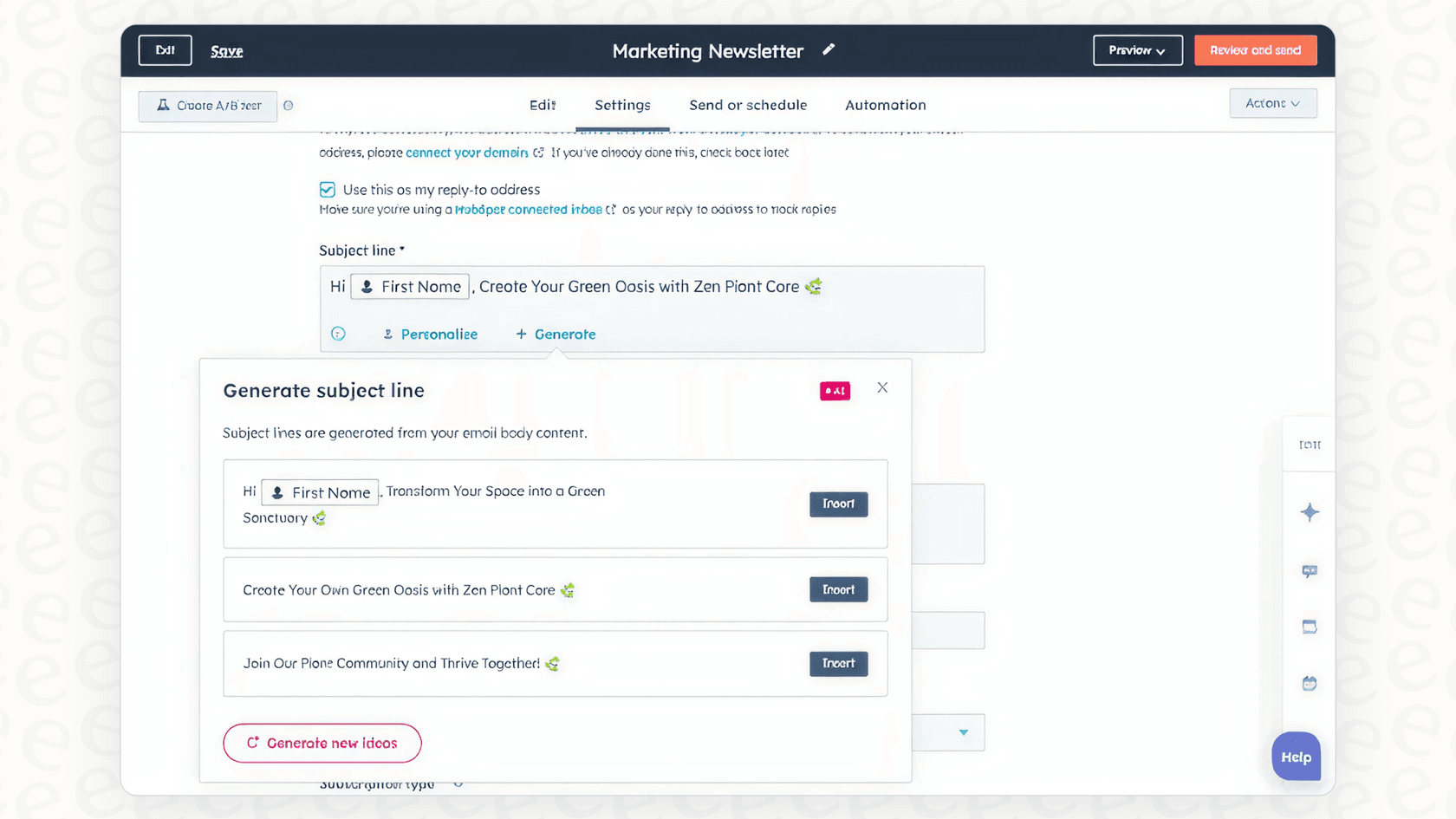 A screenshot showing the HubSpot AI email writer using CRM data to personalize an email.