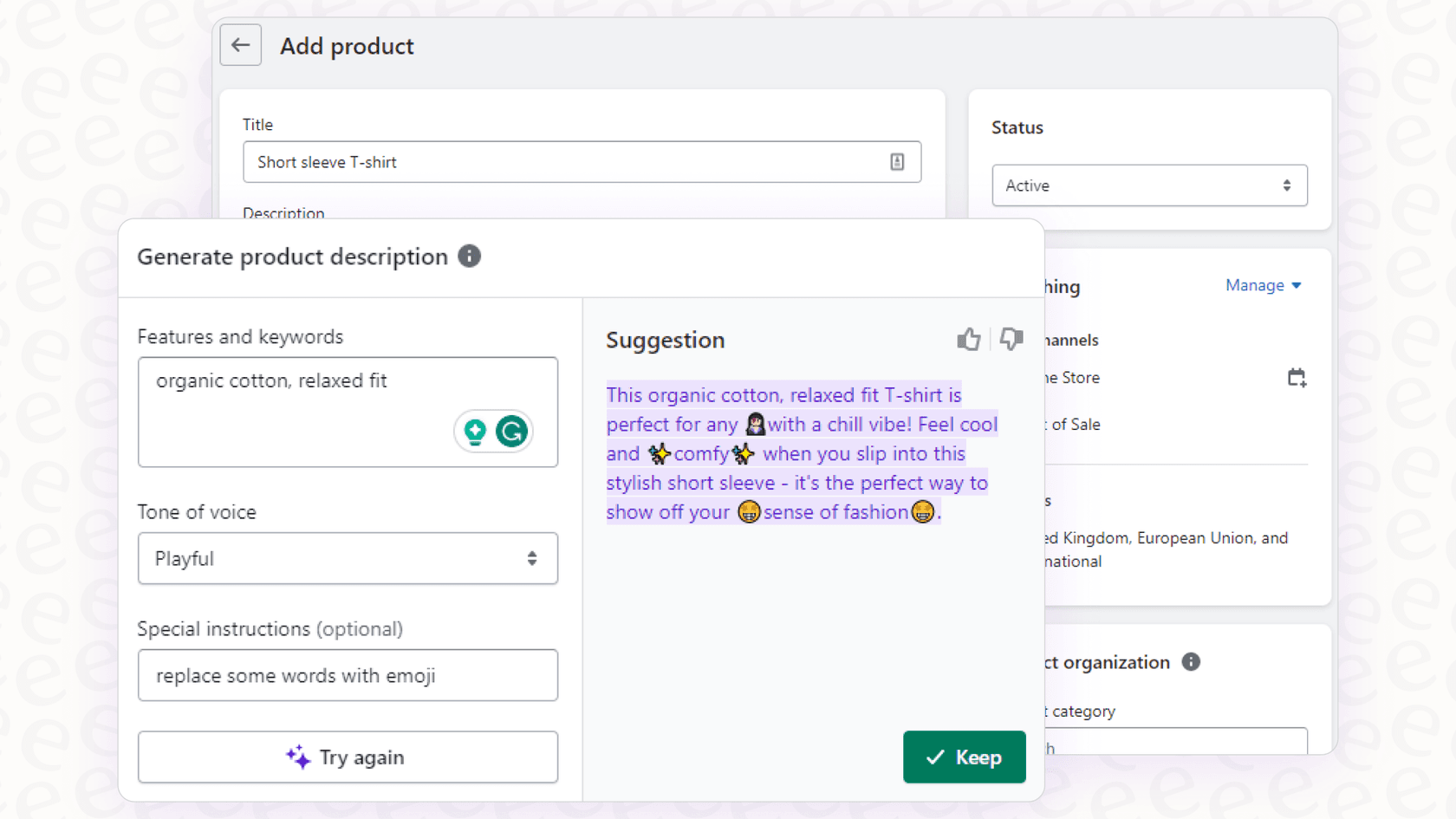 A screenshot showing the Shopify Magic Logo Generator