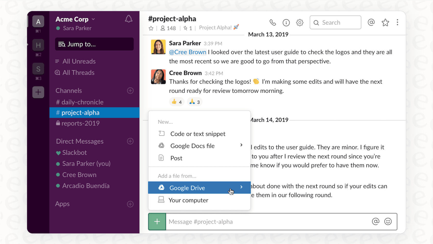 Screenshot of Google Drive