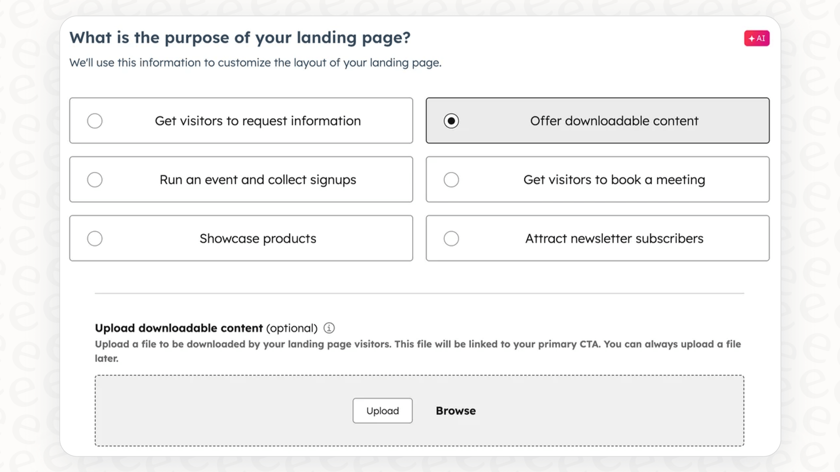 Das Dashboard des Breeze Content Agent bei der Erstellung einer hochkonvertierenden Landing-Page.