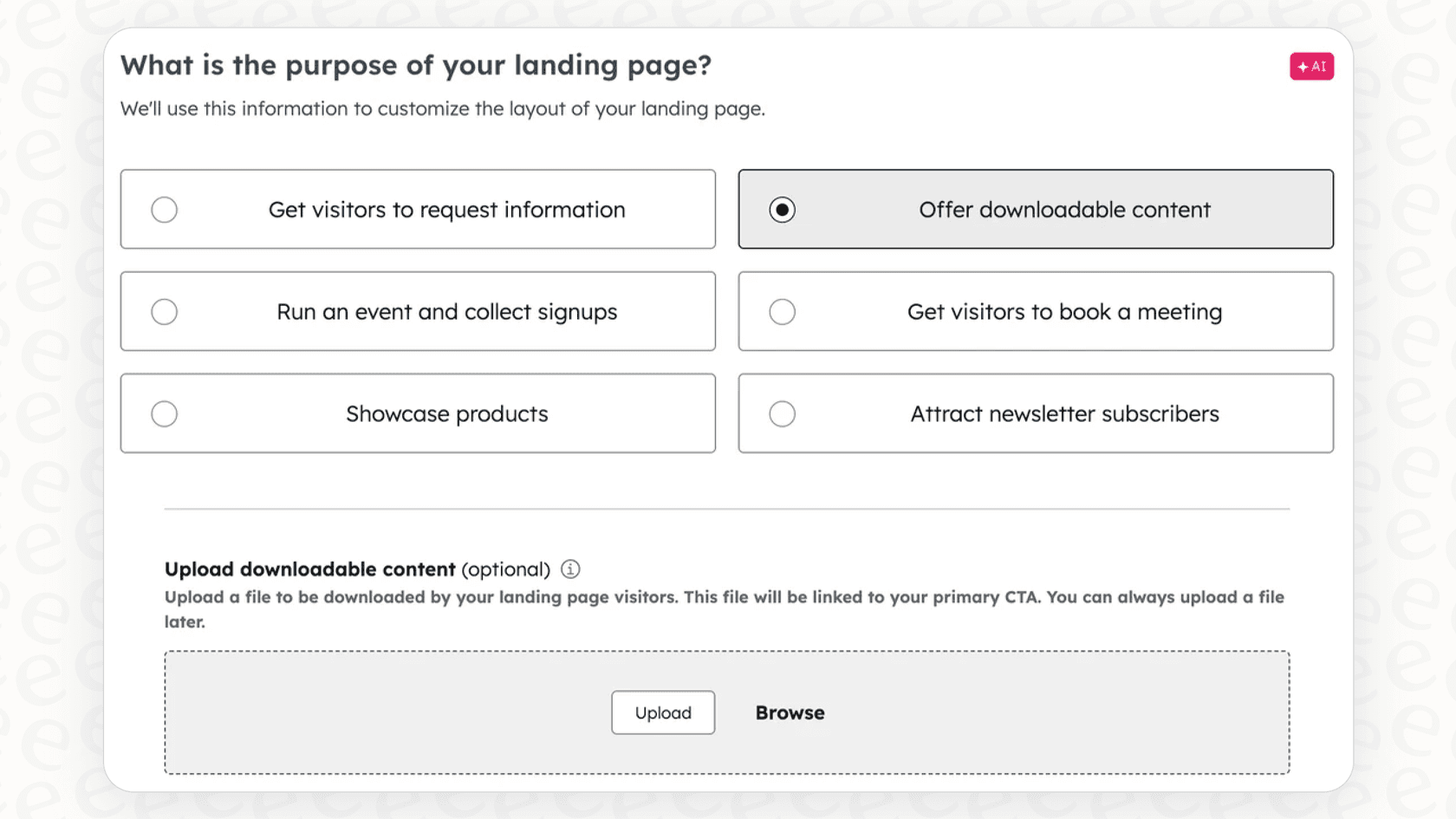 Le tableau de bord de l'Agent de Contenu Breeze construisant une page de destination à fort taux de conversion.