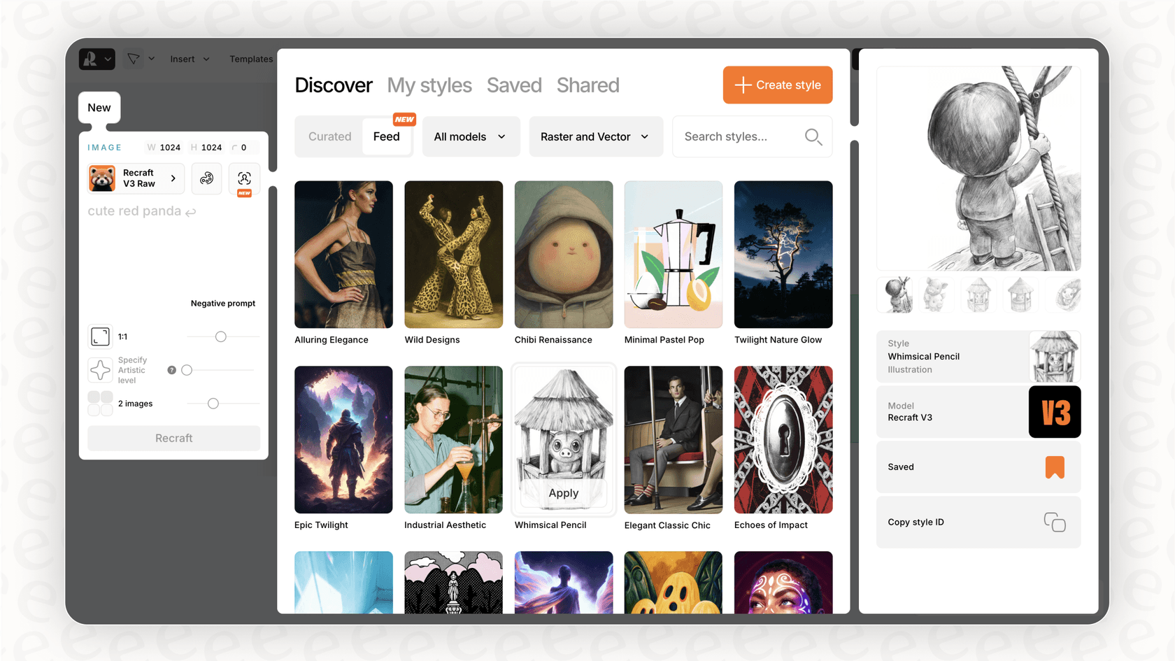 A screenshot of the Recraft AI style controls feature, which helps maintain brand identity in every design.