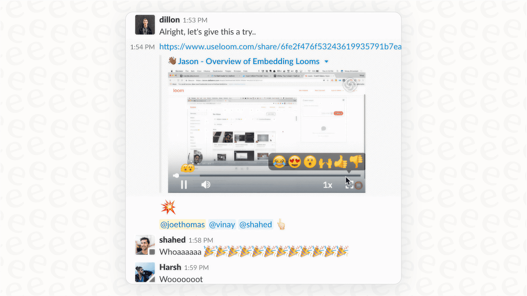 Screenshot of the Loom app notifications within Slack, demonstrating how the Slack AI integration with Loom keeps users updated on video engagement.