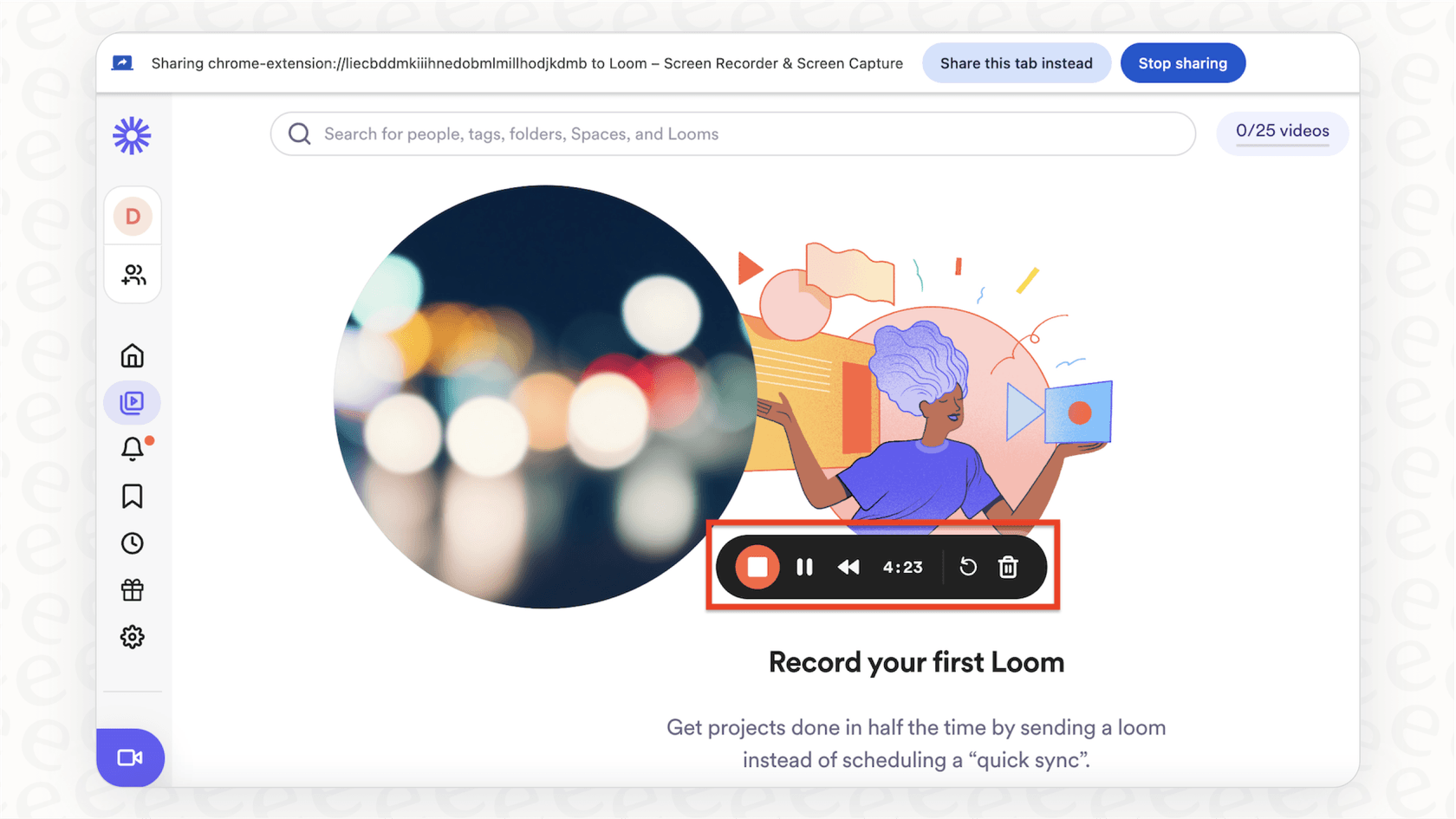 A user typing the /loom command into a Slack message box to start a new video recording, showcasing a feature of the Slack AI integration with Loom.