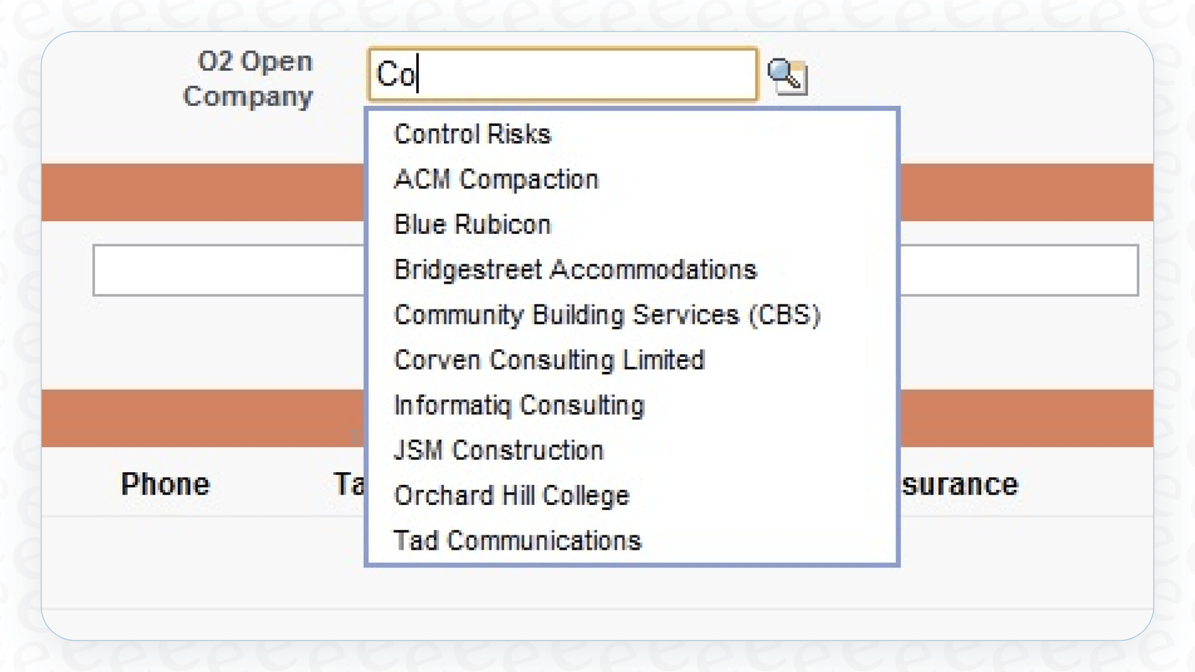 A user typing into a lookup field in Salesforce, with a dropdown list showing suggested records, demonstrating the basic Salesforce AI Search Autocomplete functionality.