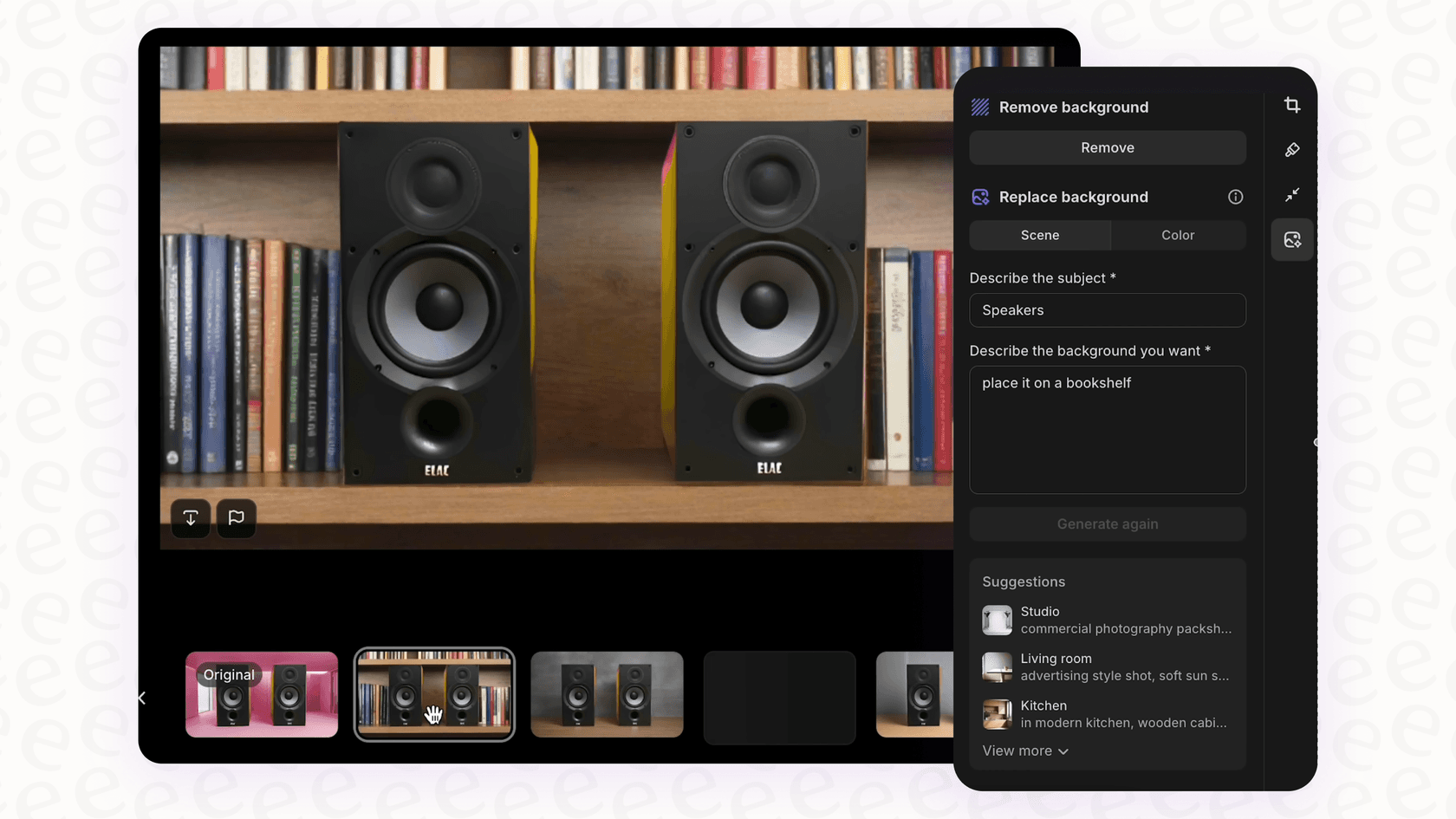 Screenshot of background suggestions from Shopify Magic.