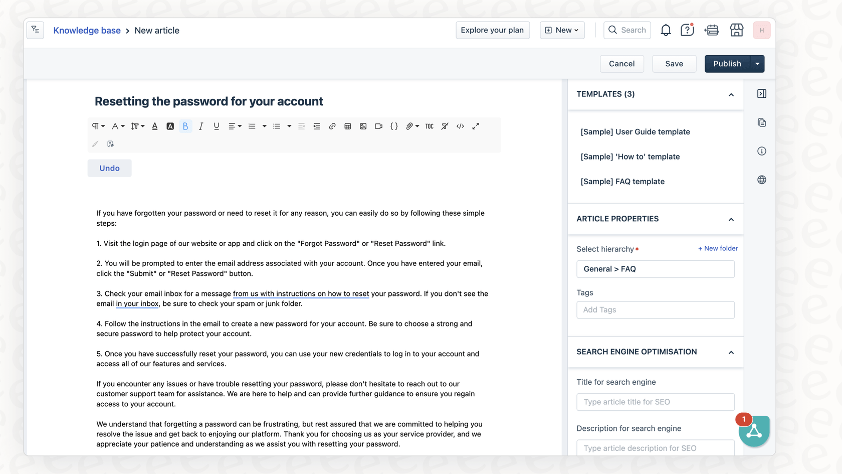 Freshdeskのスクリーンショット
