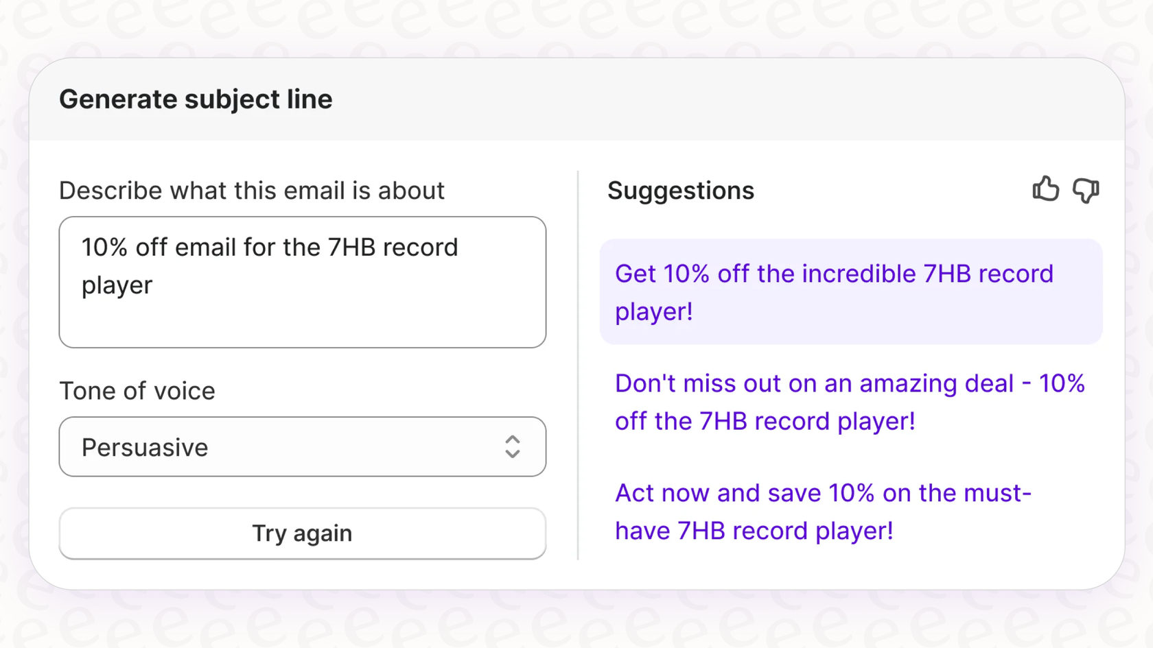 A screenshot of Shopify automatic email generator.