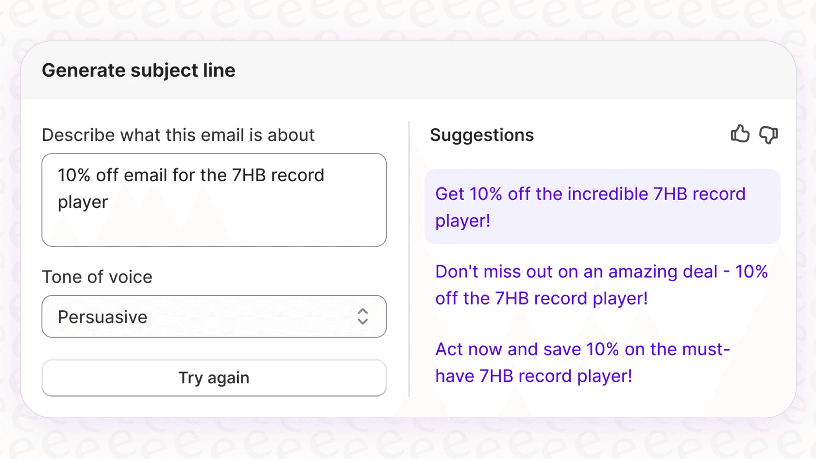 A user interface showing how to use the Shopify Magic Automatic Content in Shopify Email feature to create promotional copy.