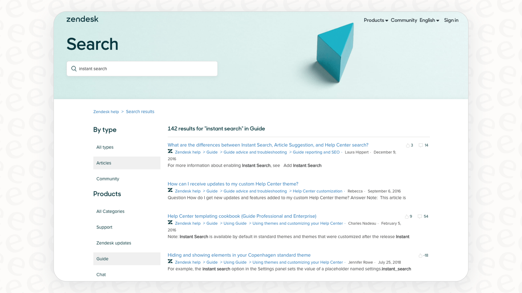 Un exemple de centre d'aide Zendesk Guide.