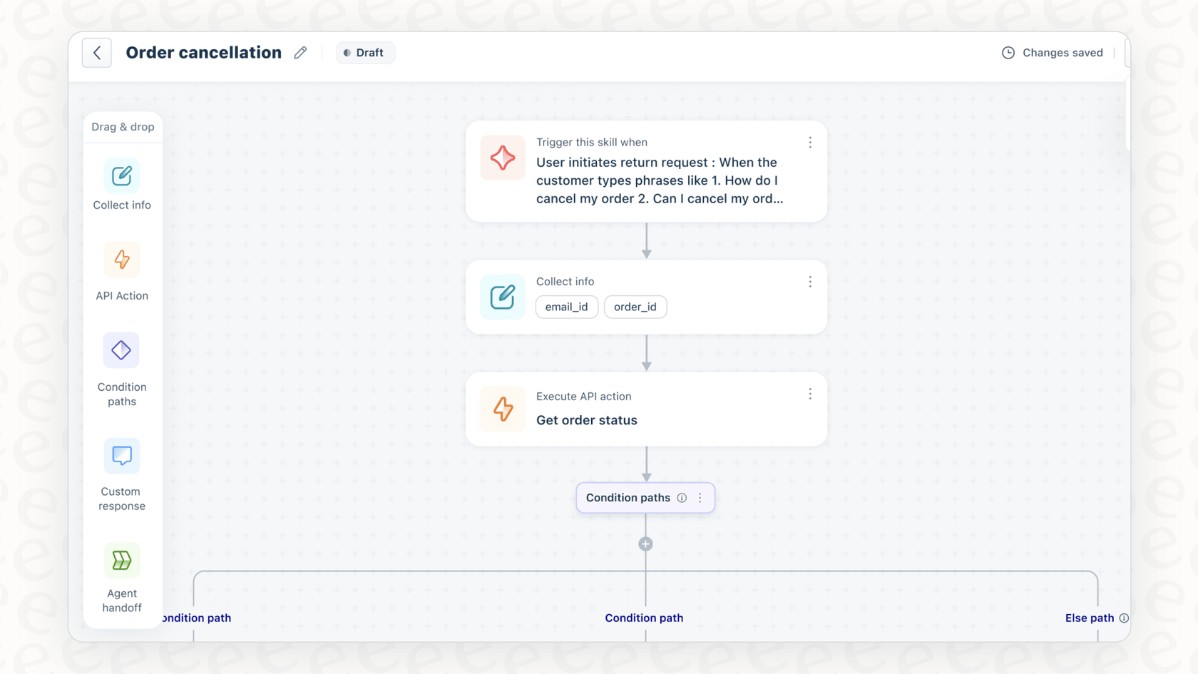 Screenshot of the collect info block in Freshdesk workflow.