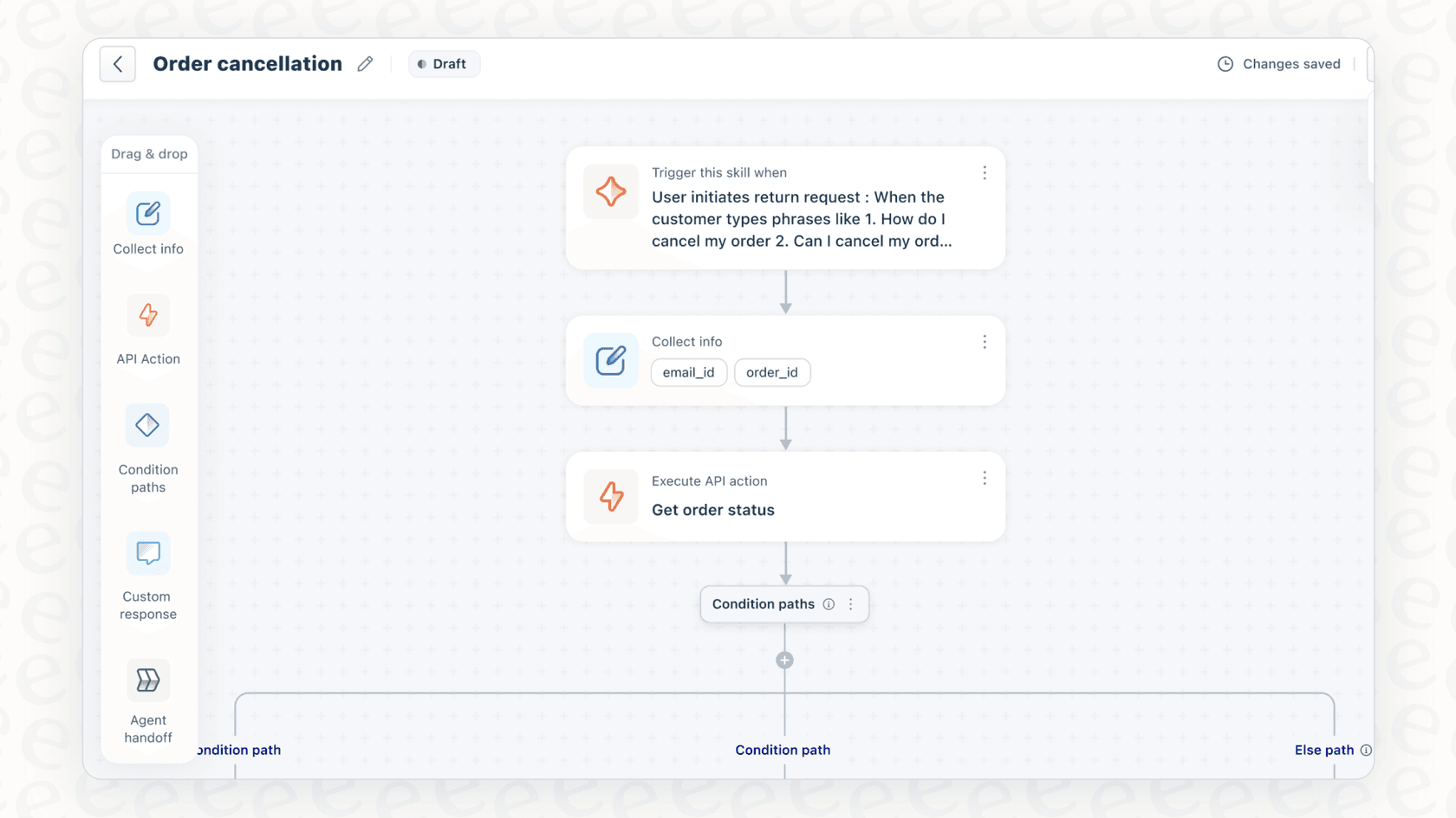 Screenshot of the collect info block in Freshdesk workflow.