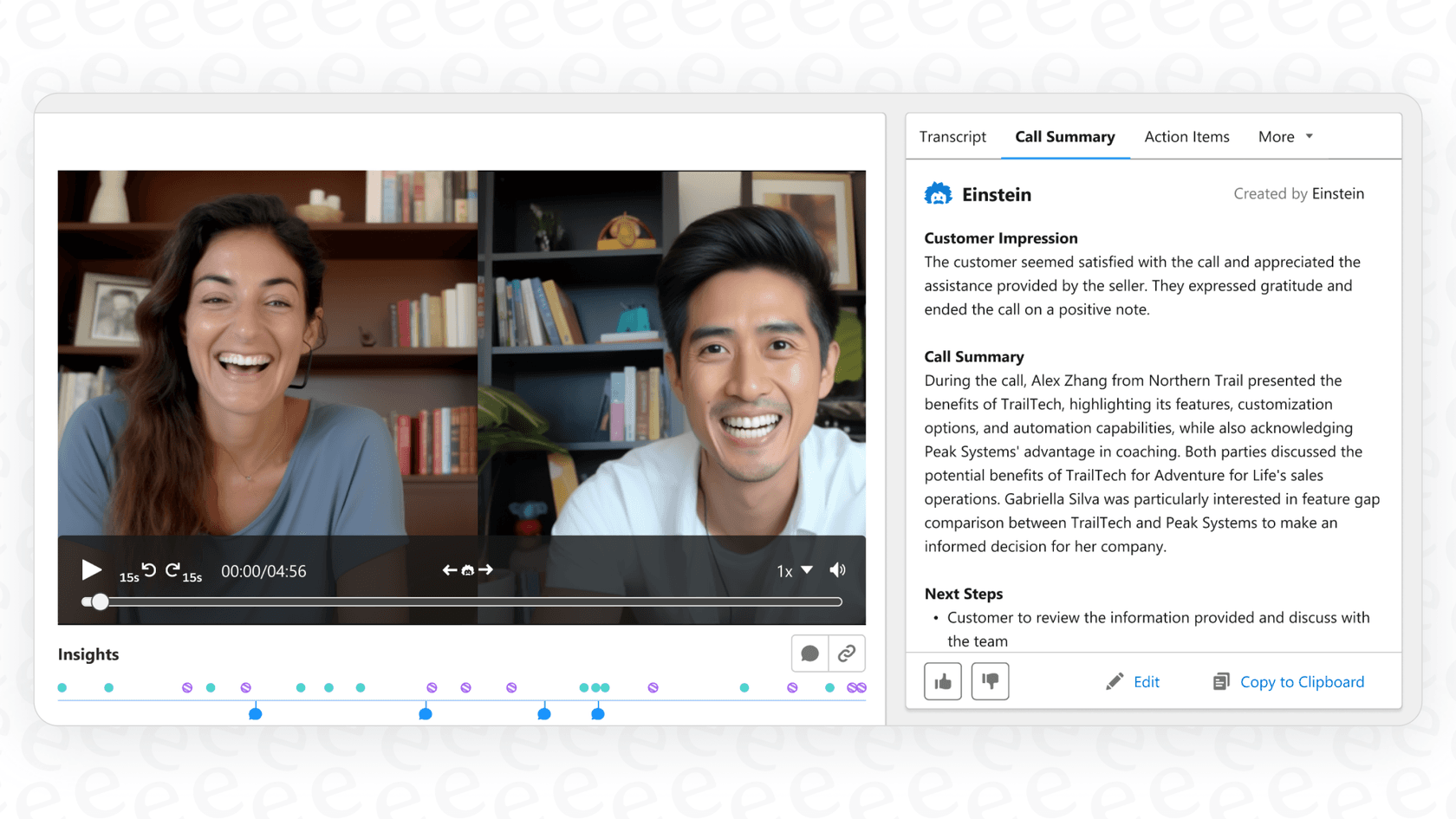 A view of the Salesforce AI Voice Call Summaries.
