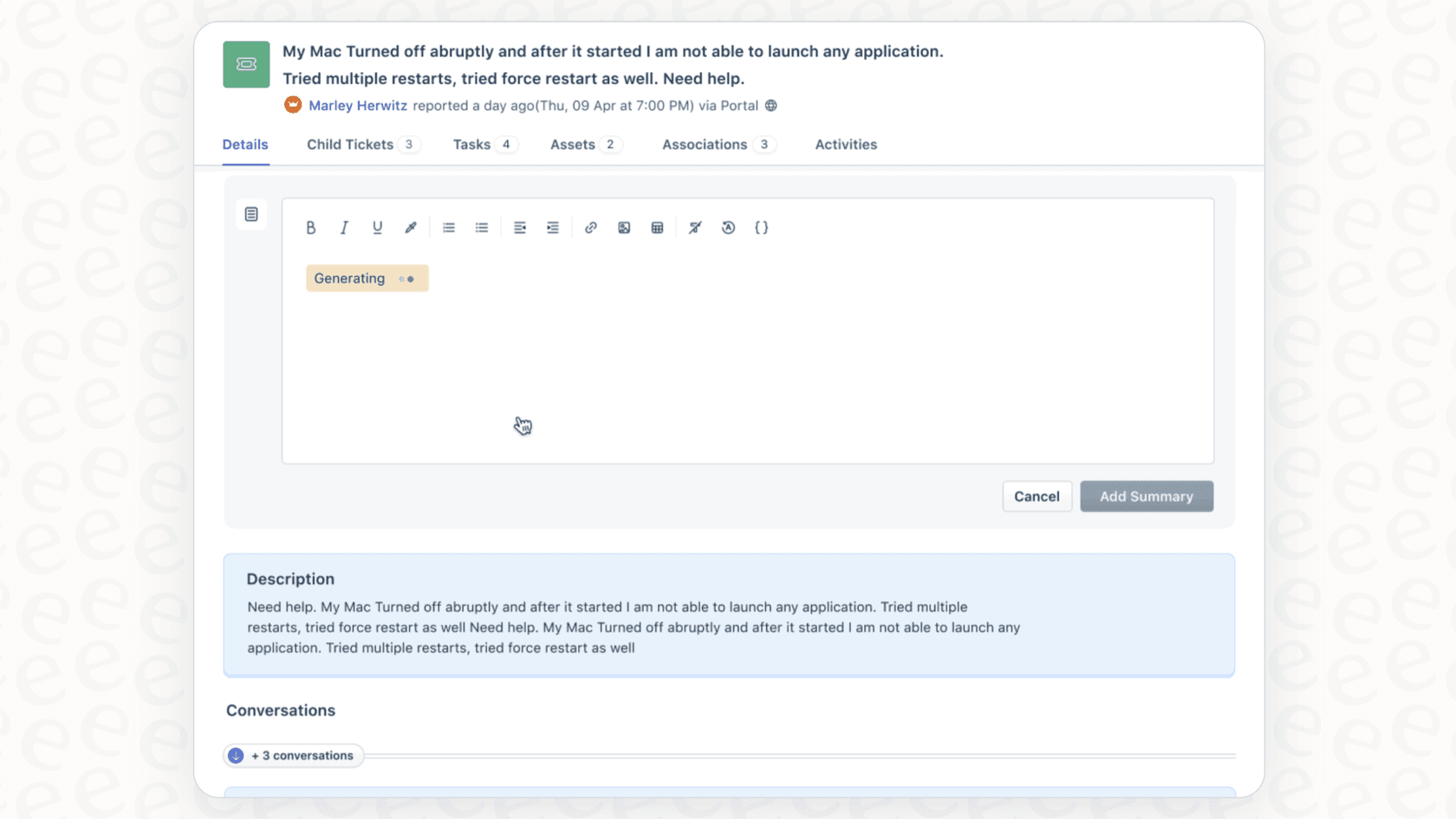 The Freshdesk interface, demonstrating its advanced features like parent/child ticketing for complex workflows in the HelpScout vs Freshdesk matchup.
