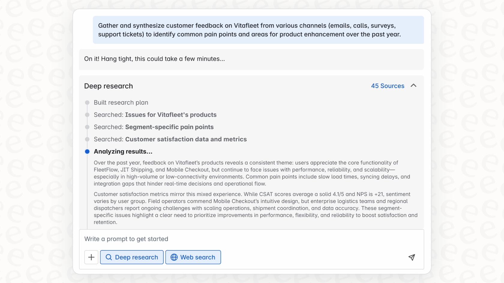 How Rovo Deep Research breaks down a query, researches in rounds, refines its search, and generates a final report.