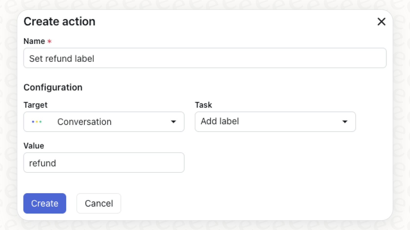 This image shows an AI agent directly adding an action block, a key capability for a Zendesk conversational bot to pre-fill issue type for agents, eliminating the need for complex workarounds.