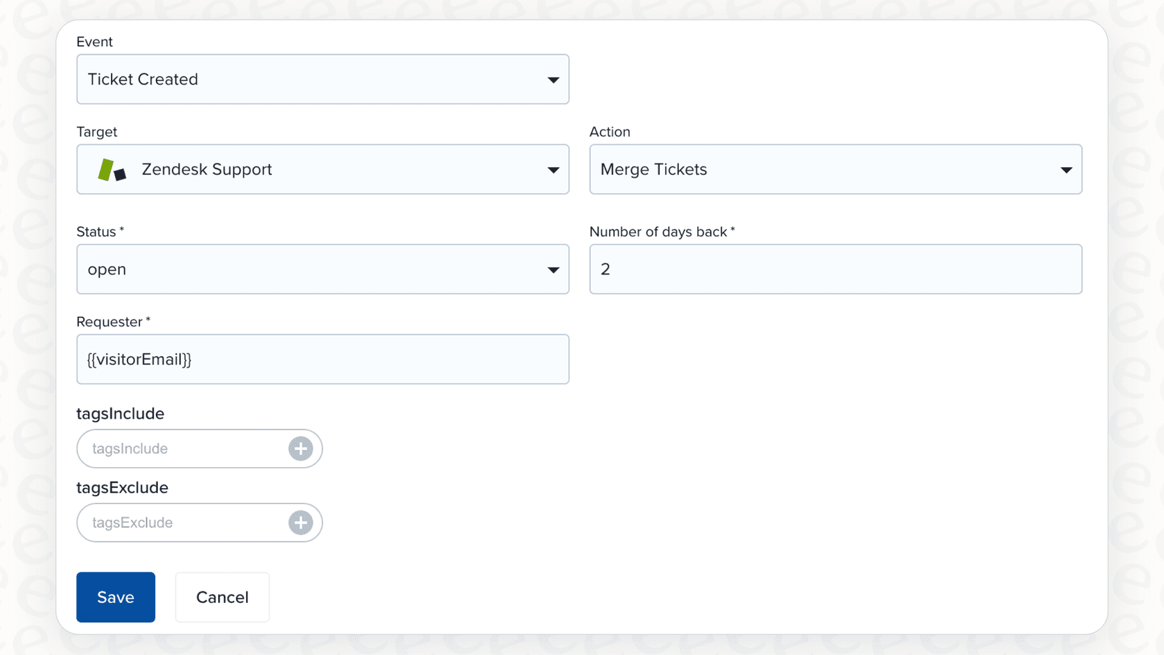 Uma visualização de um ticket de suporte onde o Zendesk AI usou as Ações de CRM do Zendesk Advanced AI para marcar corretamente um problema recebido.