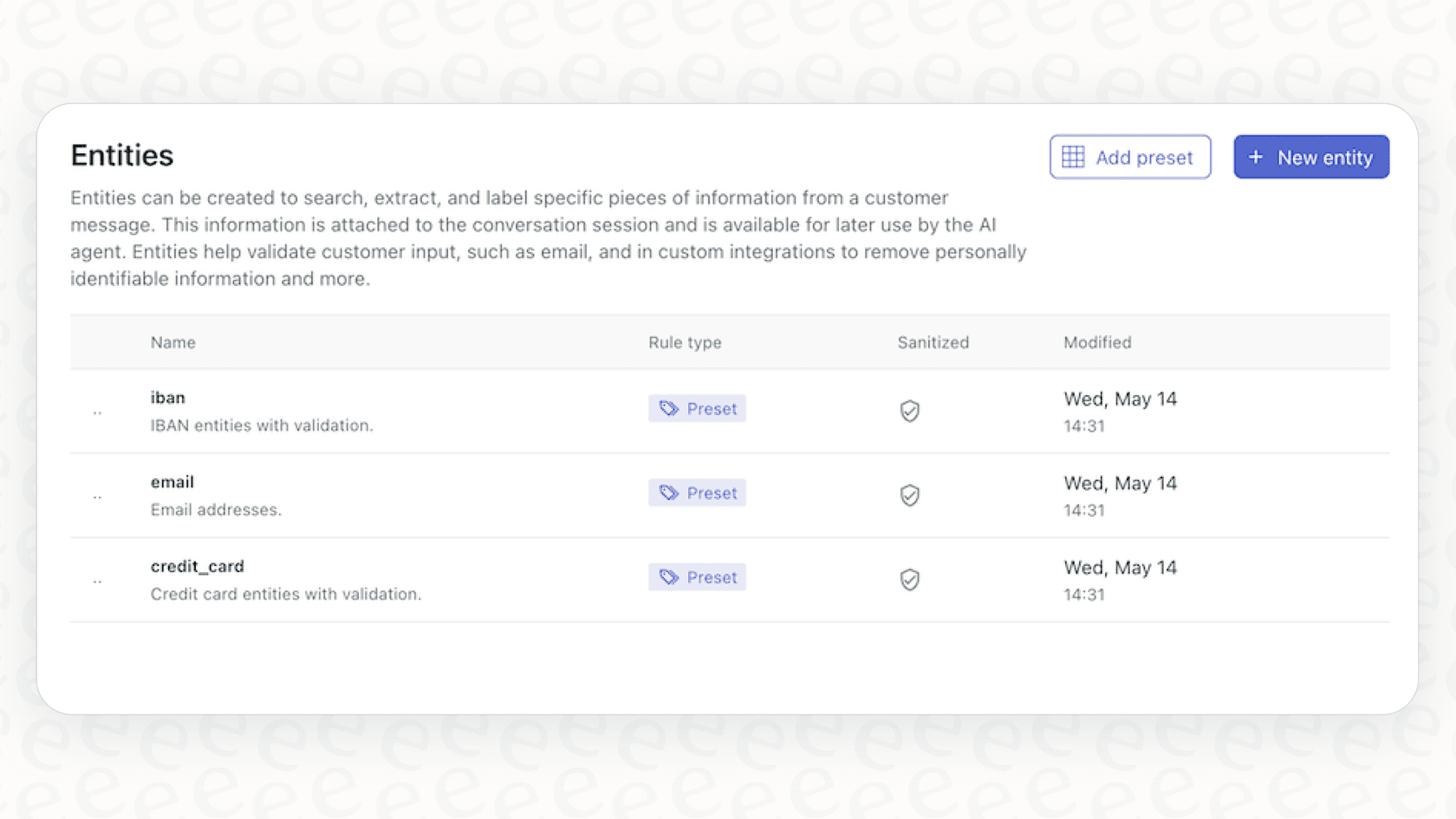 Capture d'écran de l'extraction d'entités Zendesk Advanced AI, une fonctionnalité clé de la détection d'entités Zendesk.