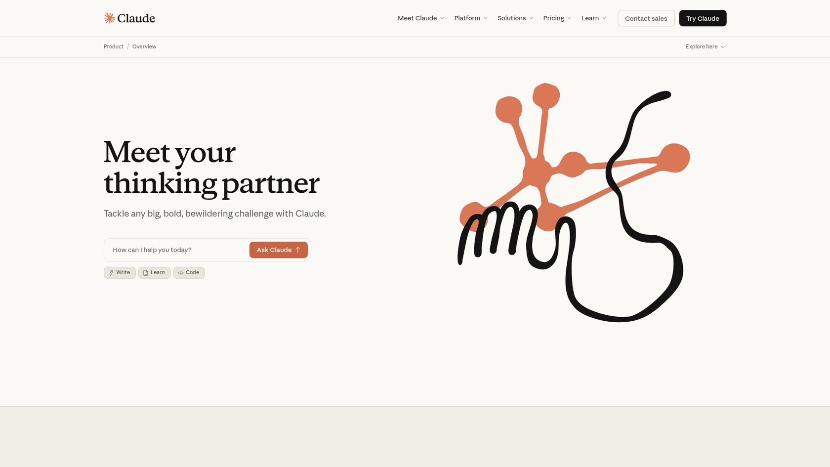 A screenshot of the Anthropic Claude product page, where users can learn about the pricing and features of the Claude Code sub-agent.