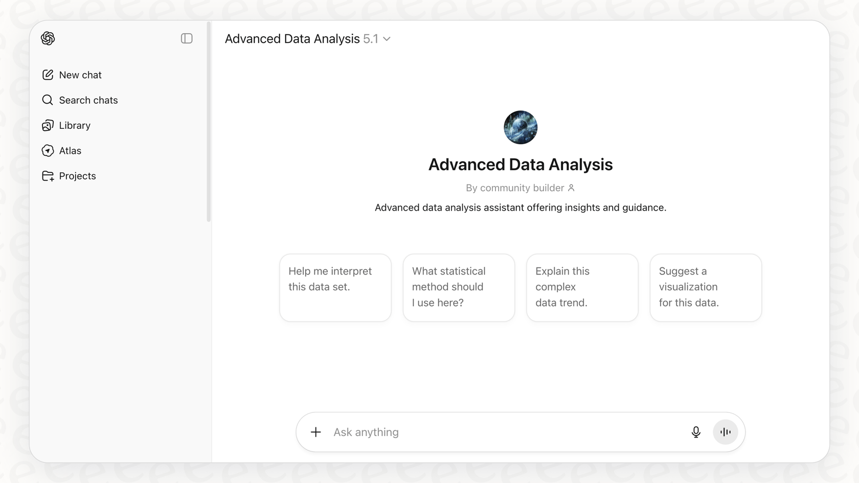 A user interacting with the Advanced Data Analysis feature in ChatGPT Enterprise to generate insights from data.