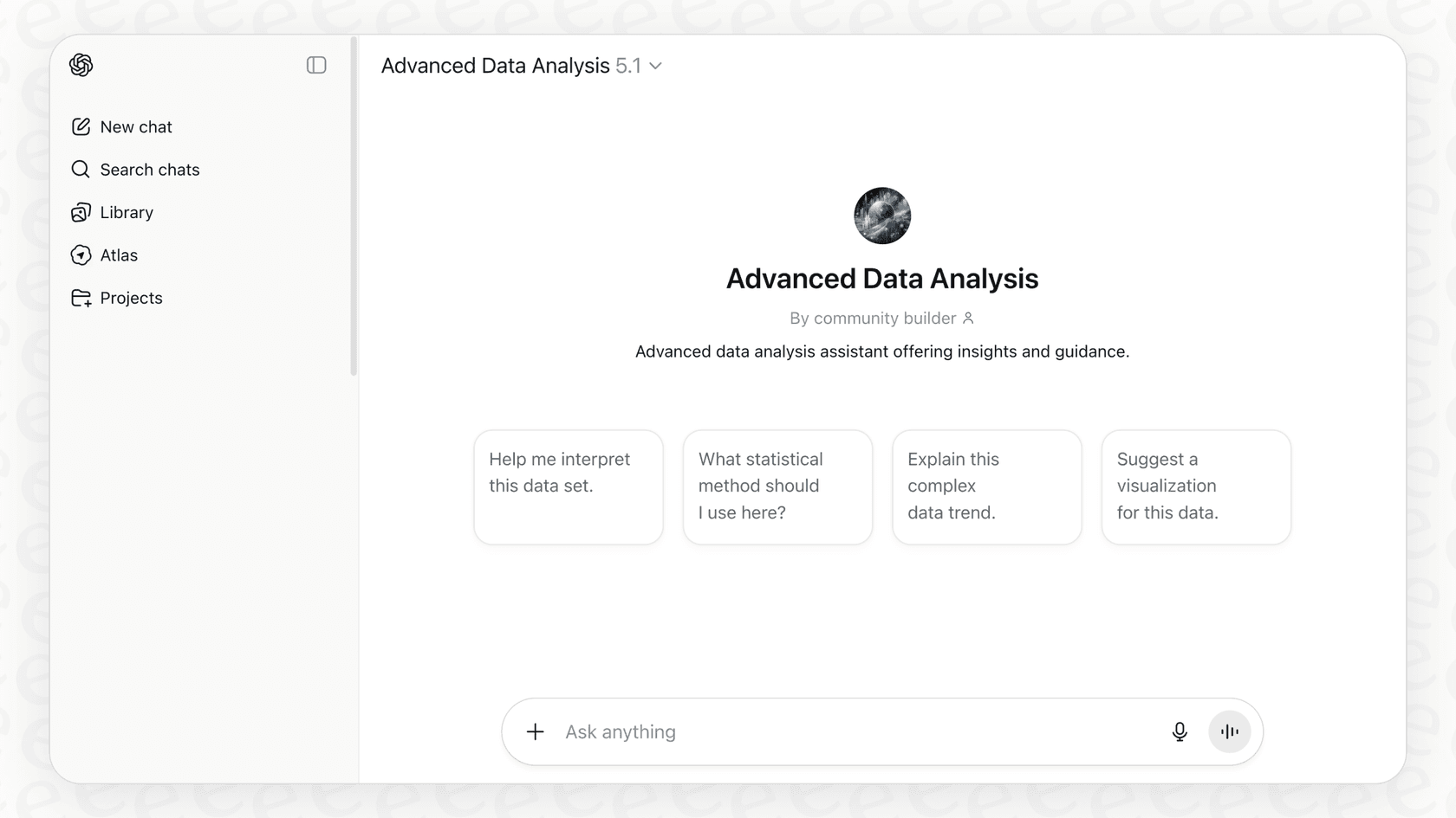 A user interacting with the Advanced Data Analysis feature in ChatGPT Enterprise to generate insights from data.