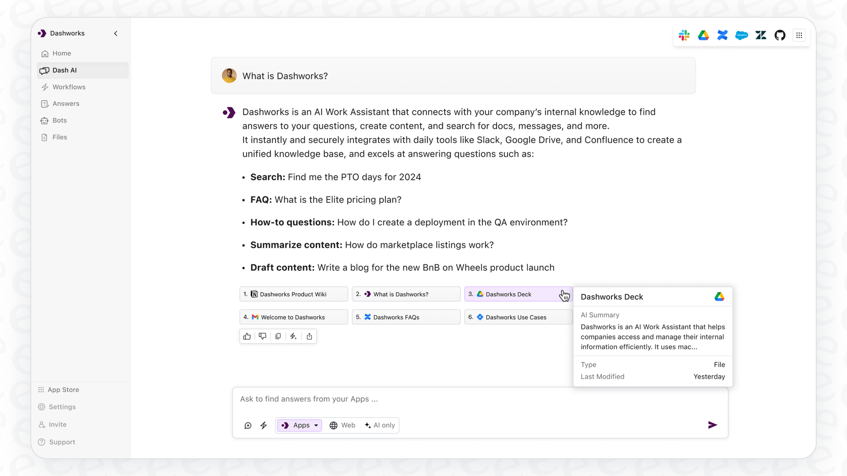 Dashworks as a central brain for your company.