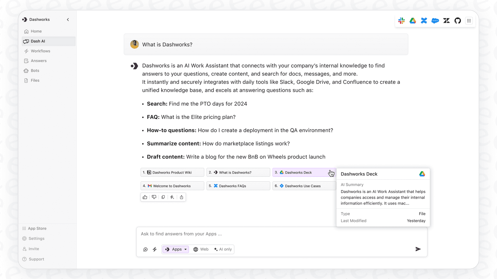 Dashworks as a central brain for your company.