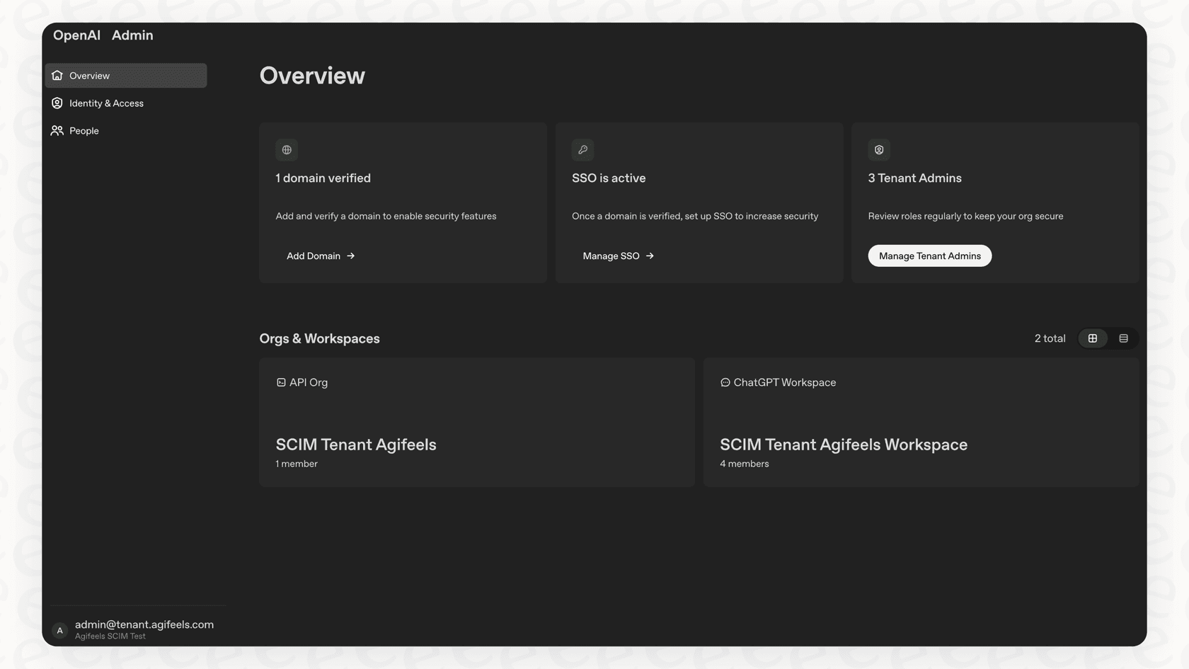The admin console for ChatGPT Enterprise, displaying options for managing team members and security settings.