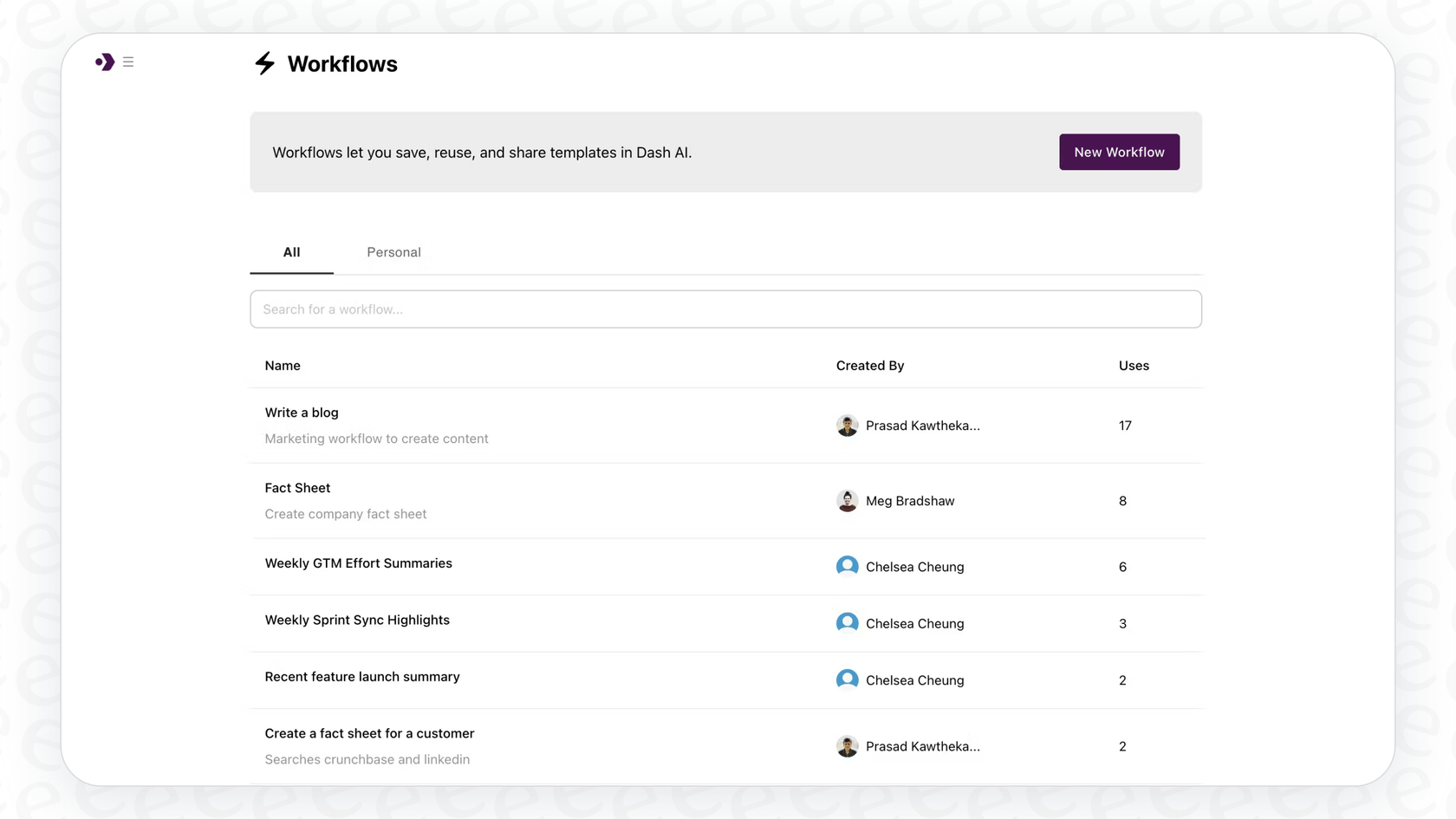 Construction de bots personnalisés avec le flux de travail Dashworks.