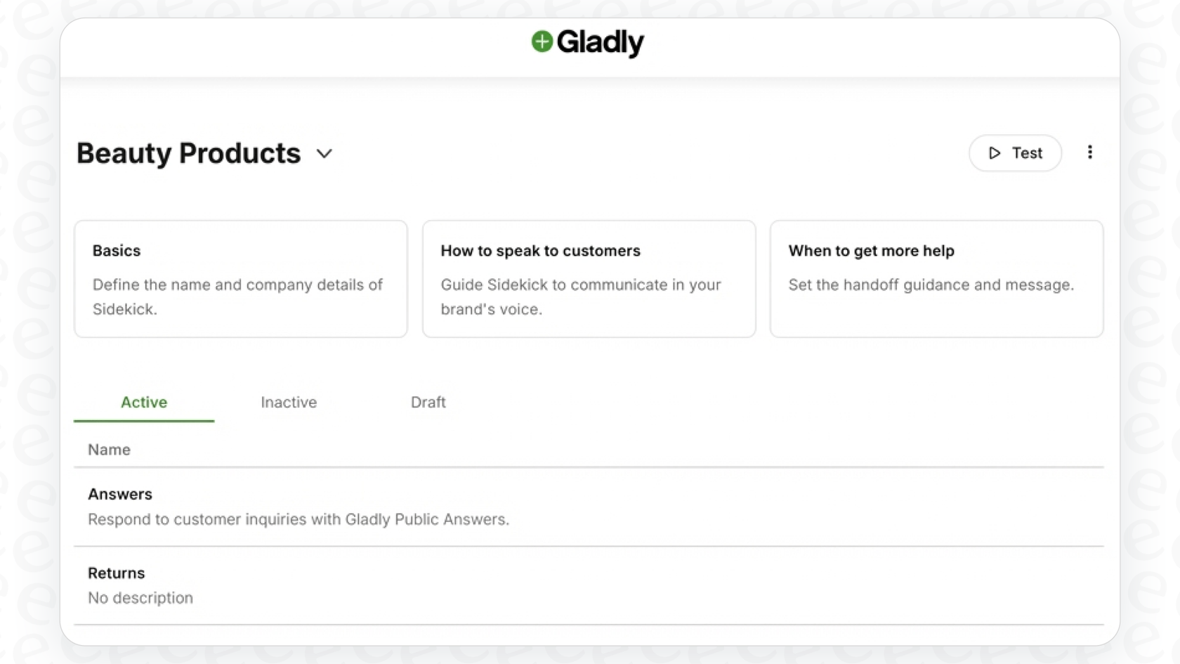 A screenshot of the no-code "Guides" setup in Gladly AI, illustrating how CX teams can manage the AI without developer help.