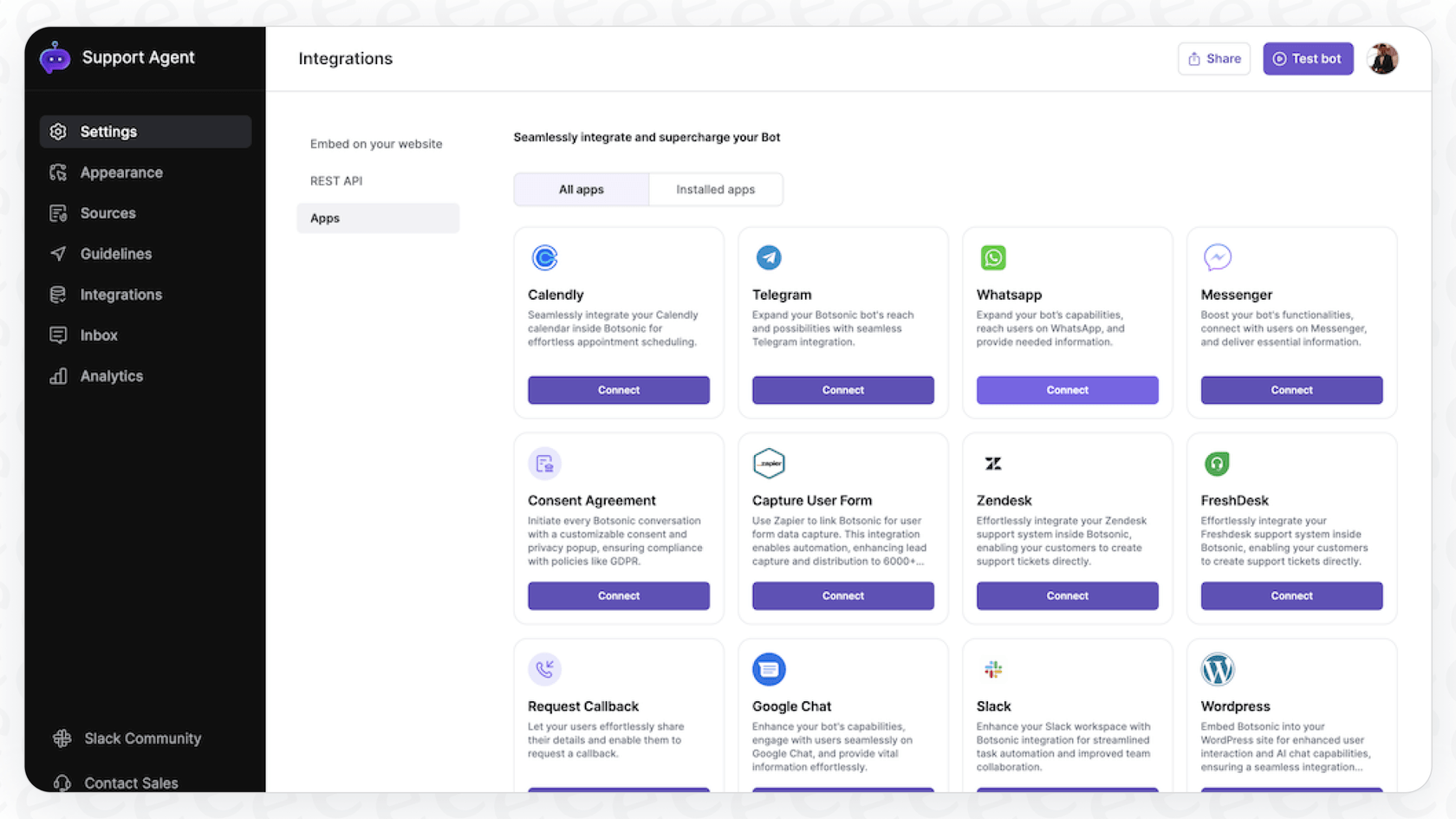 A screenshot of Botsonic