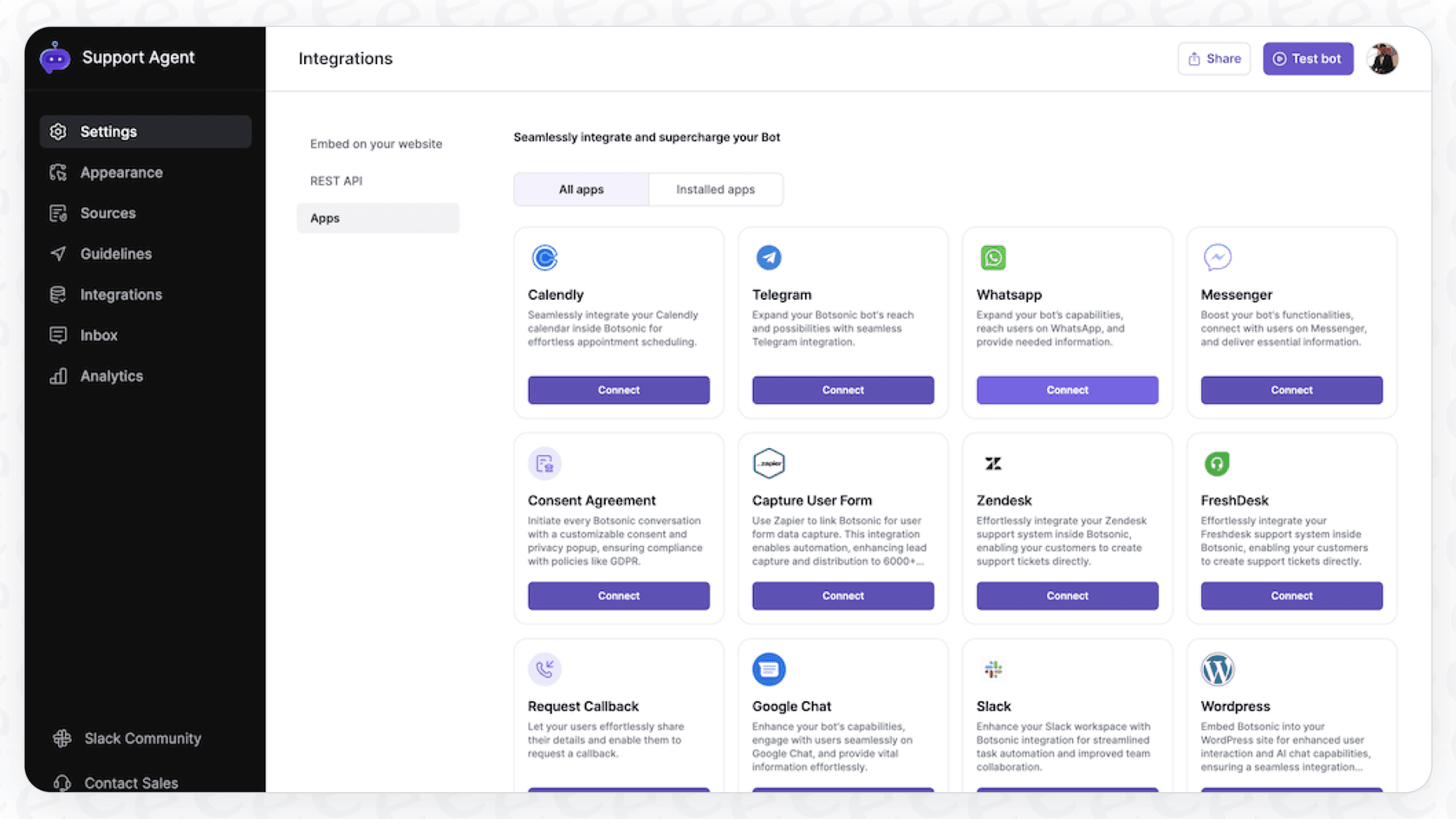 A screenshot of Botsonic