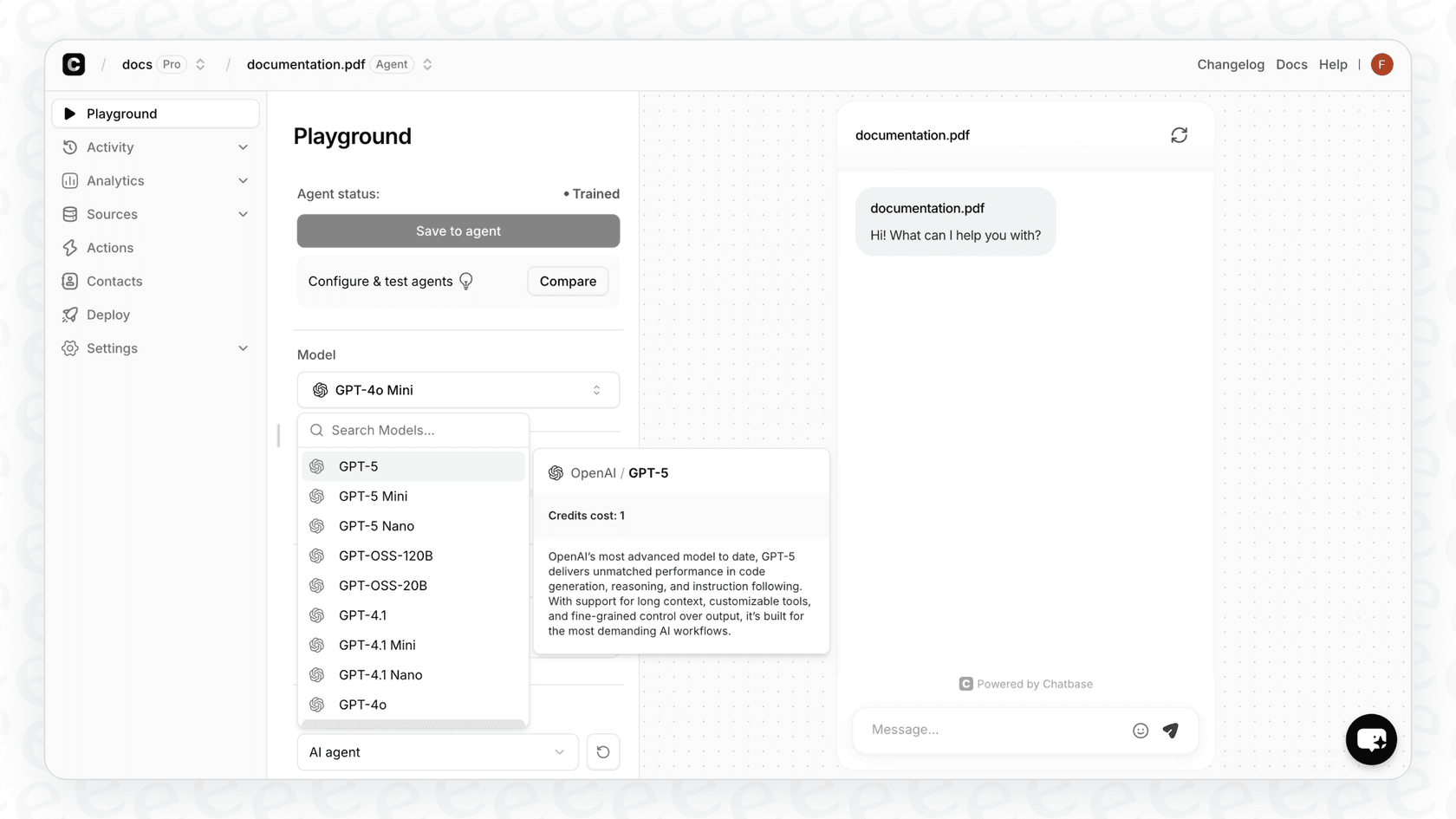 Captura de pantalla de Chatbase