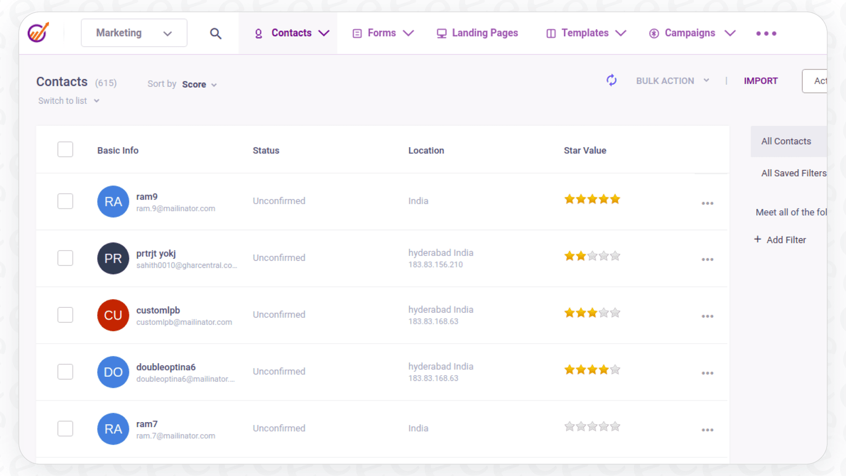 Screenshot of the EngageBay ticket views.